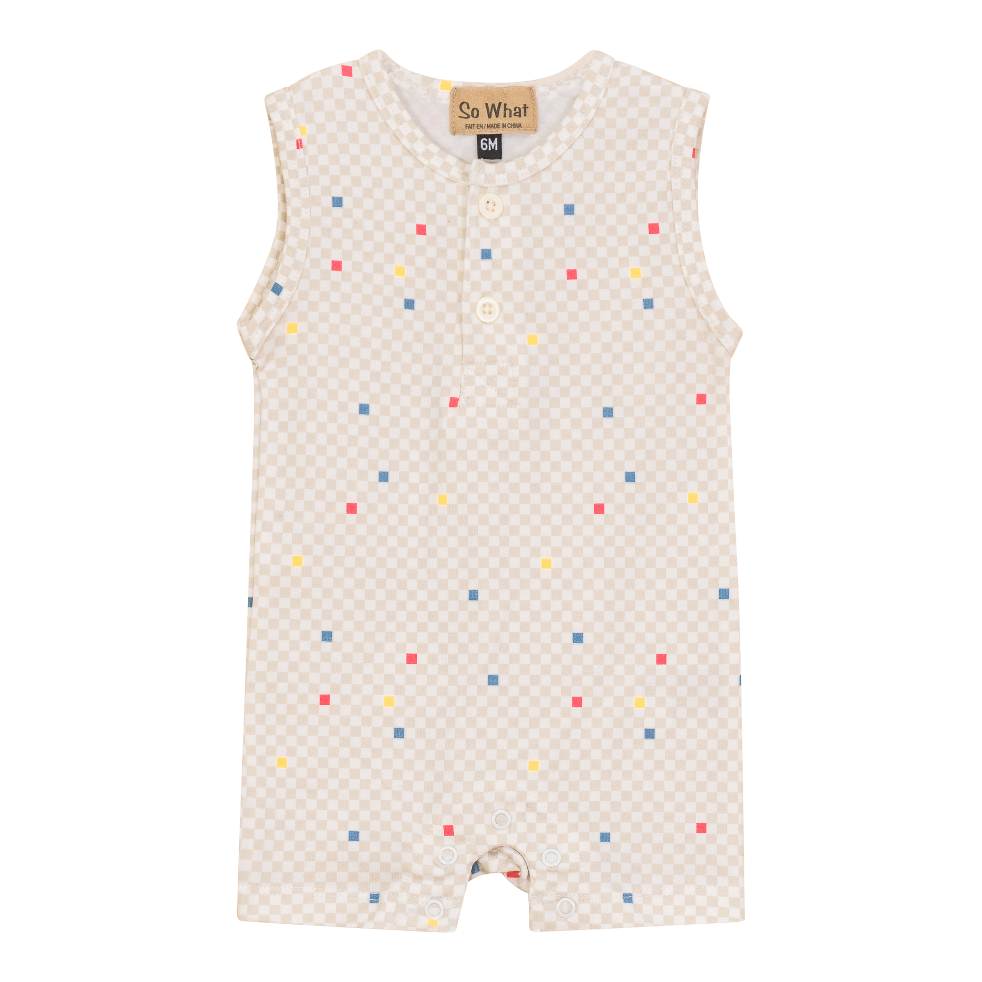 Checkered Romper in Off White Multi Chechered by So What