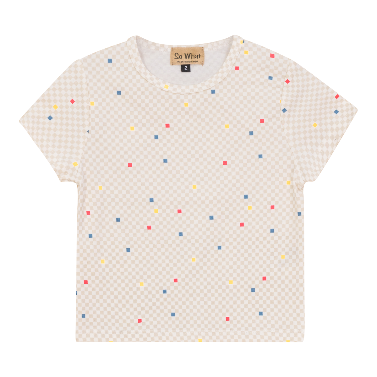 Checkered T-shirt in Off White Multi Chechered by So What