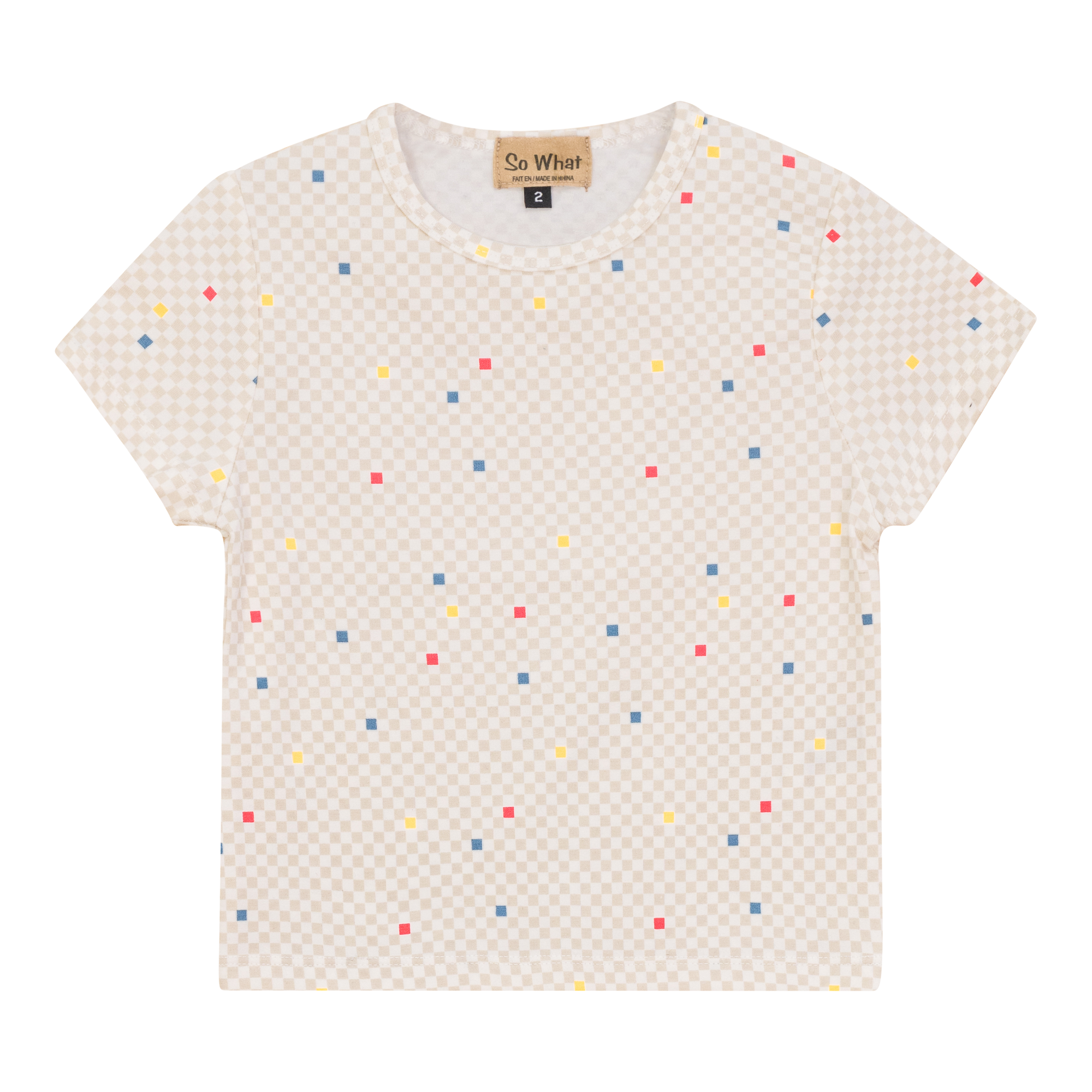 Checkered T-shirt in Off White Multi Chechered by So What