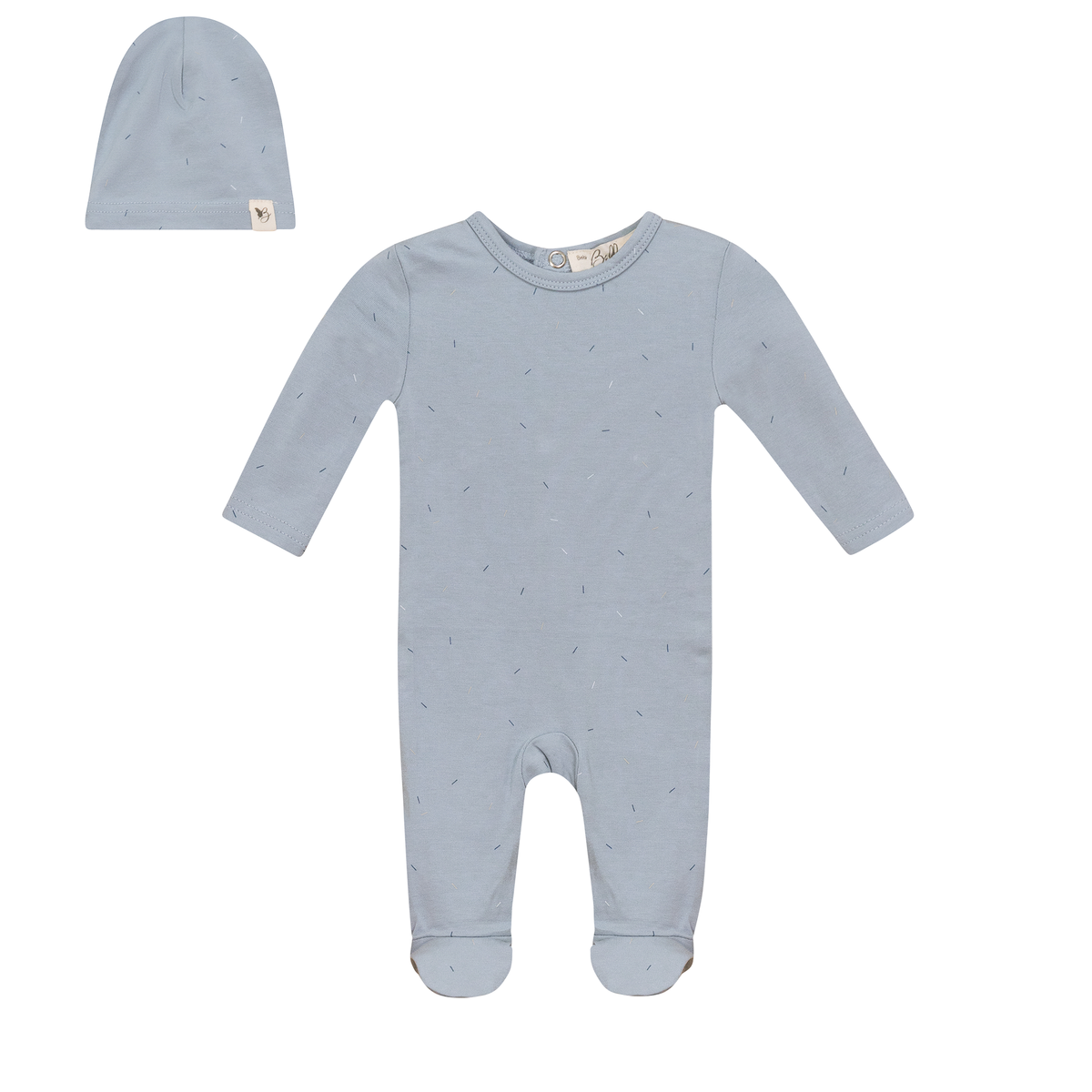 Sprinkle Print Onesie and Hat in Blue Mist by Bebe Bella