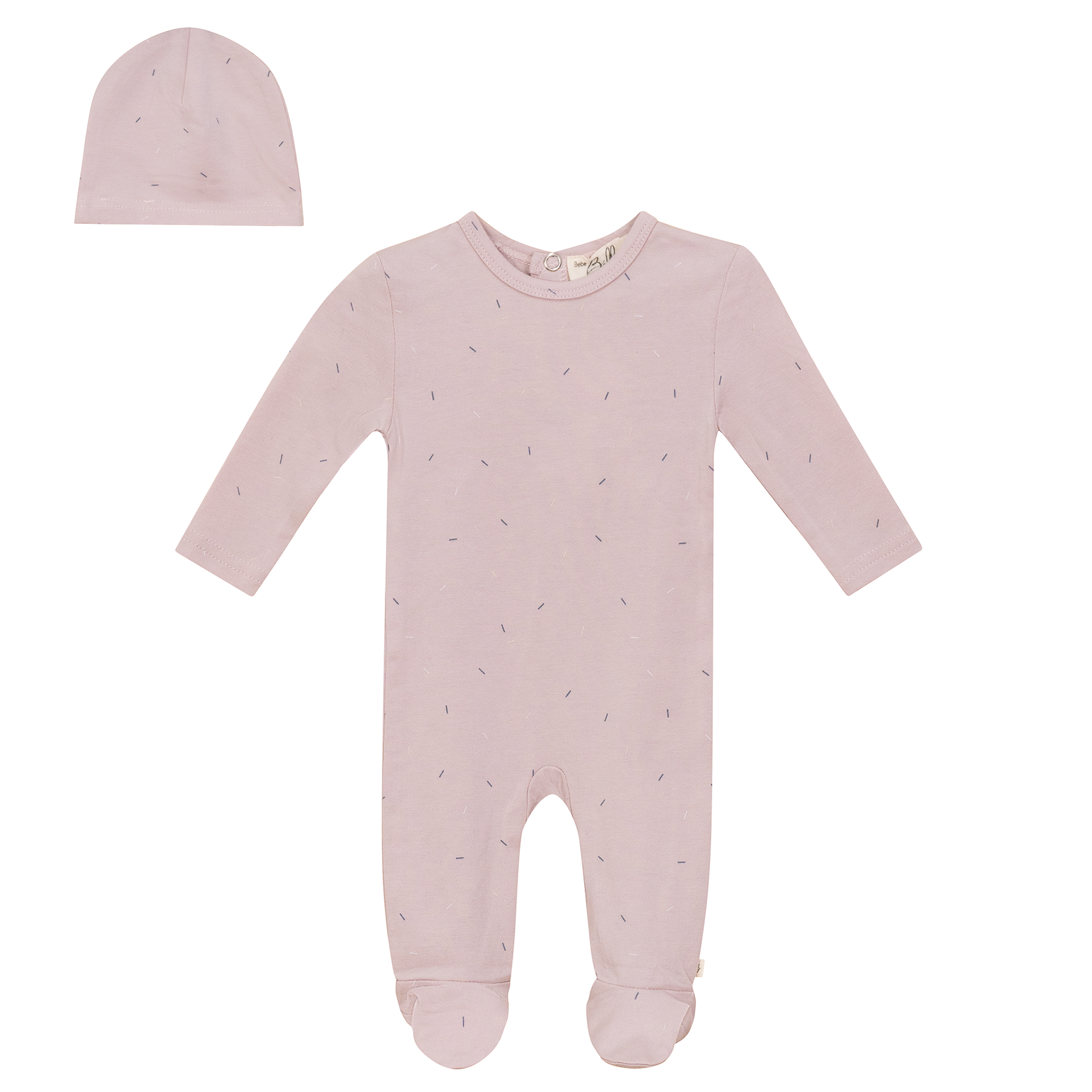 Sprinkle Print Onesie and Hat in Primrose by Bebe Bella