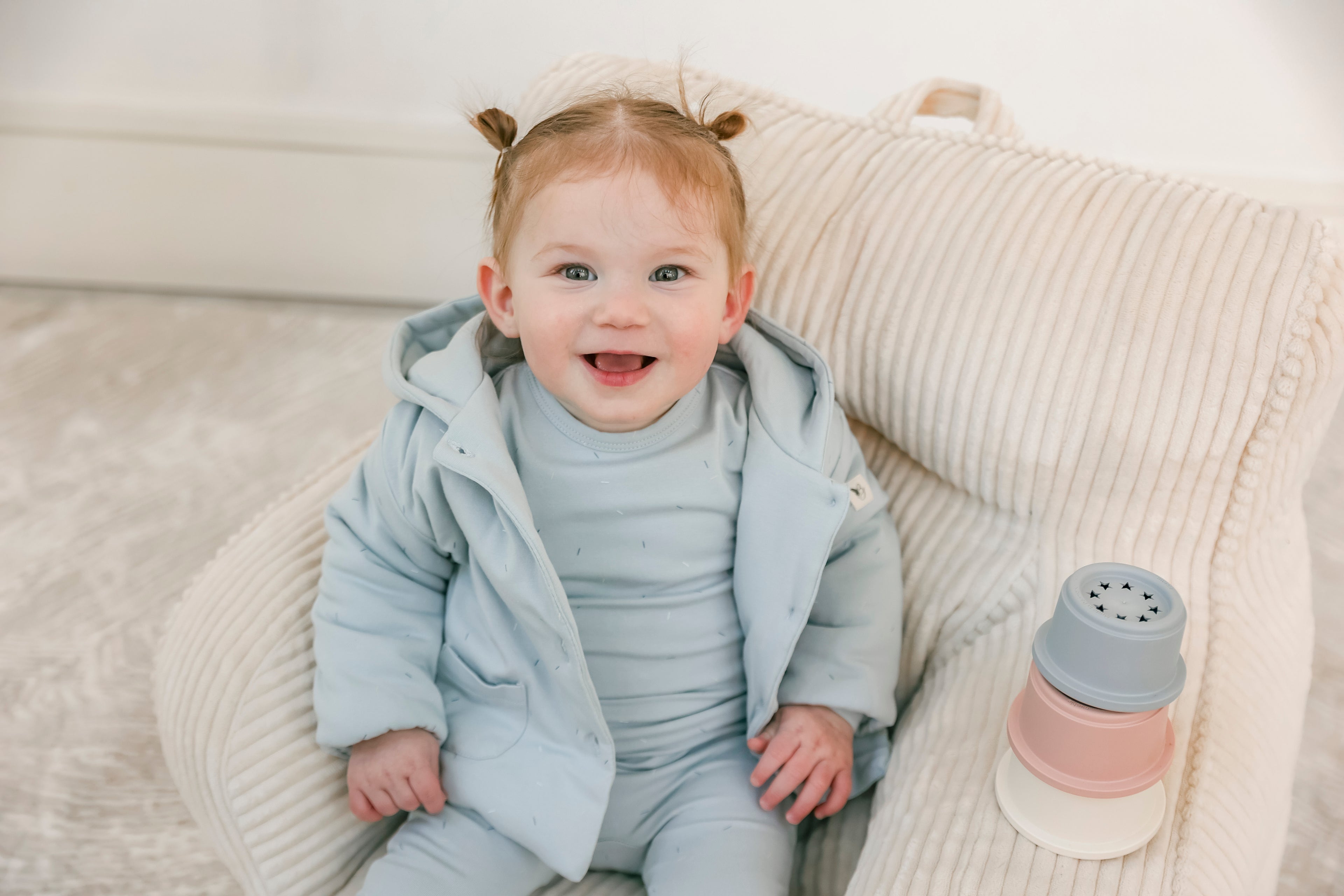 Sprinkle Print Onesie and Hat in Primrose by Bebe Bella