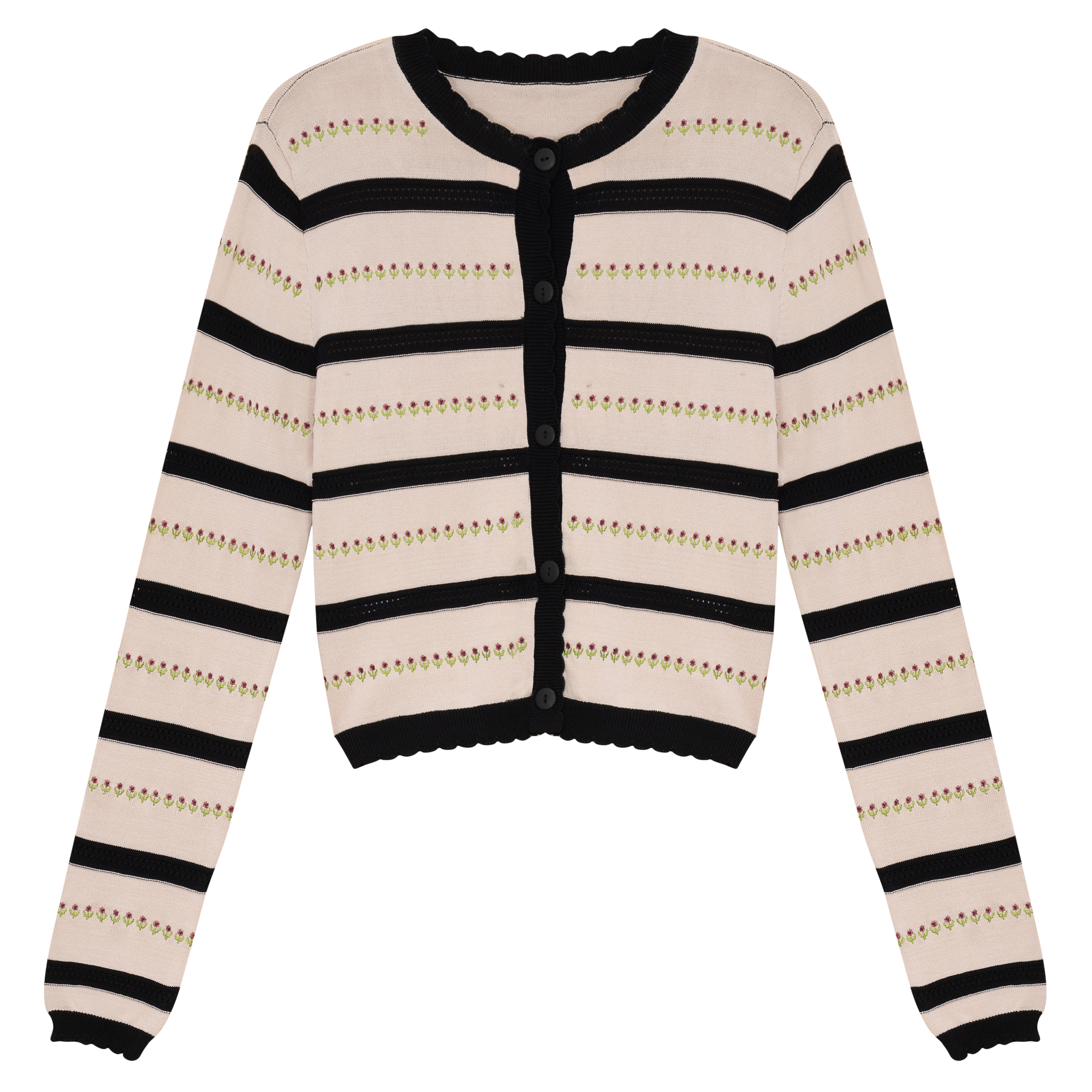 Knit Embroidered Cardigan in Dark Almond by Noni