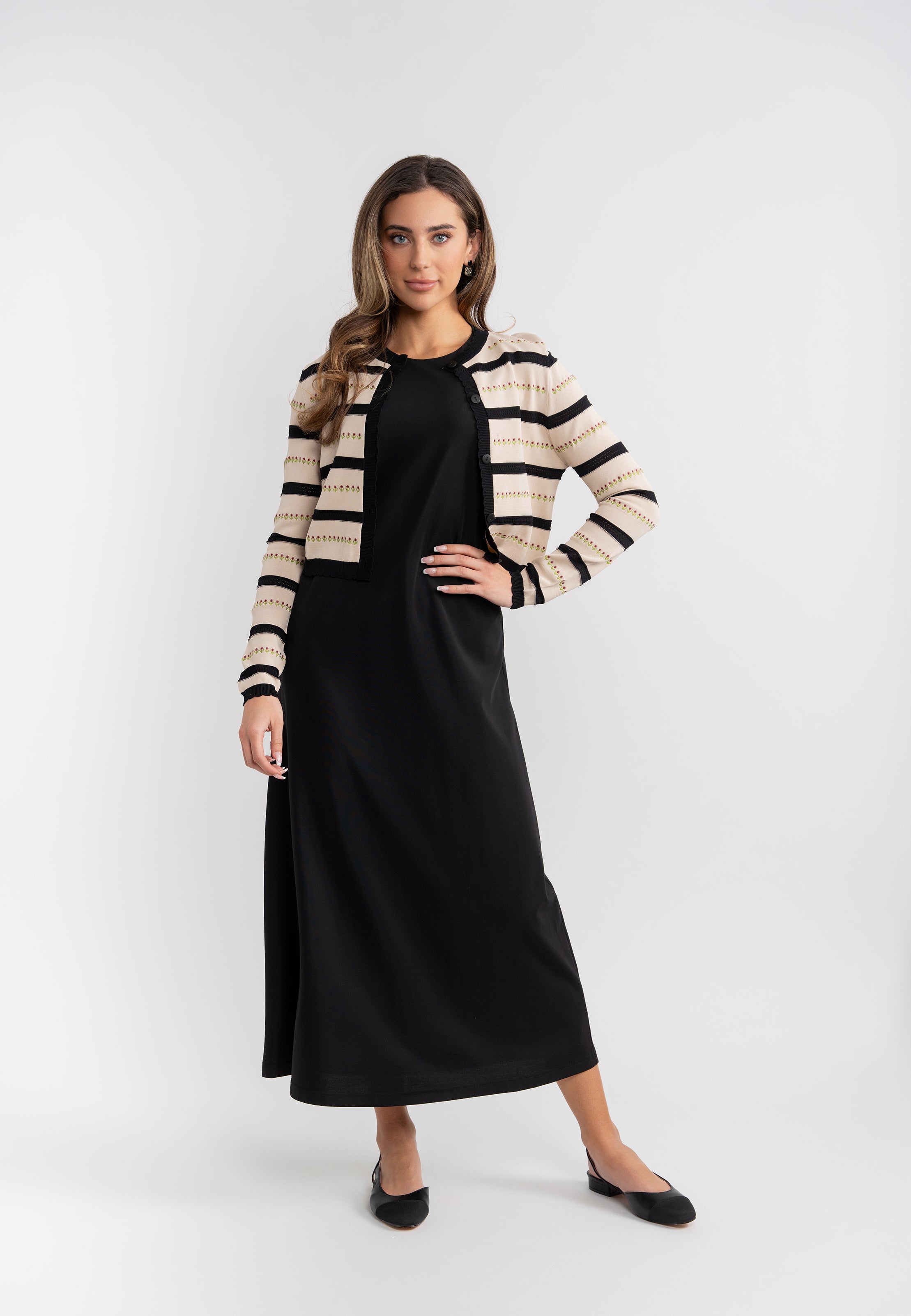 Knit Embroidered Cardigan in by Noni