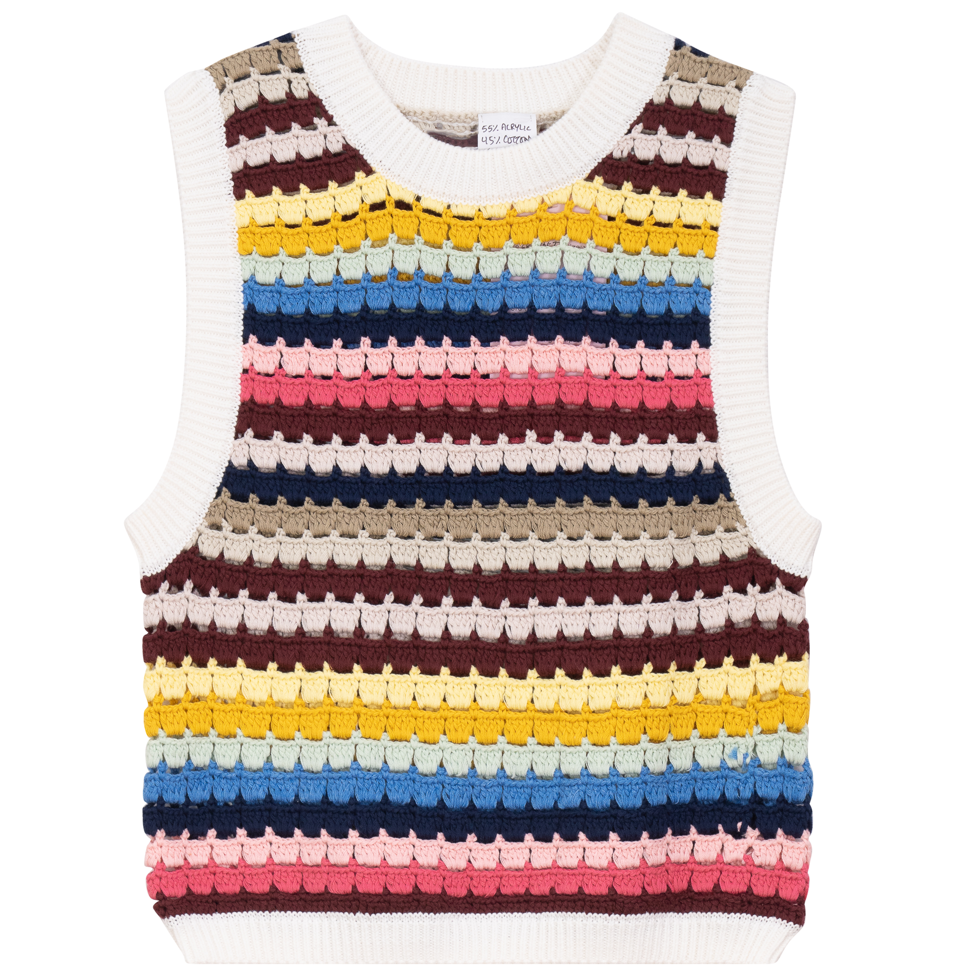 Crochet Knitted Cropped Vest in Multi Color by Noni