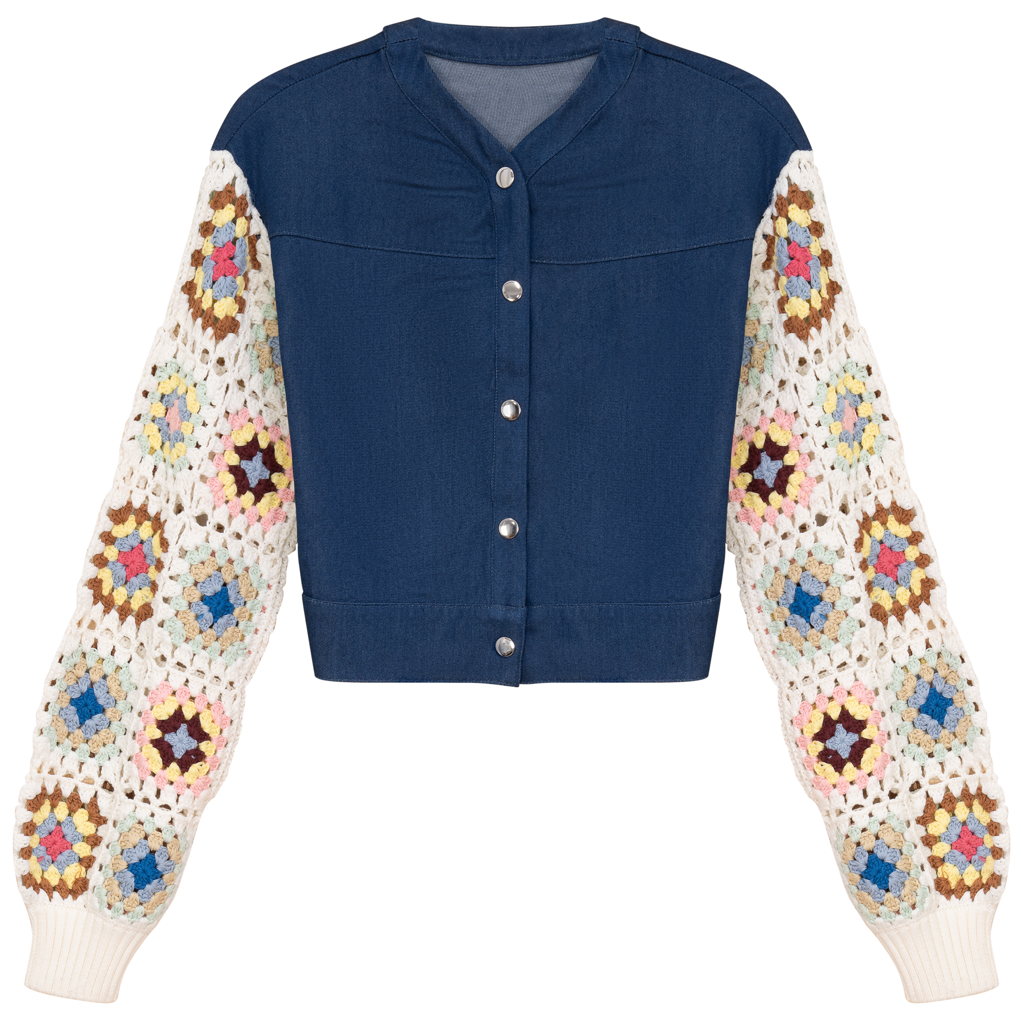 Denim Crochet Jacket in Denim by Unclear