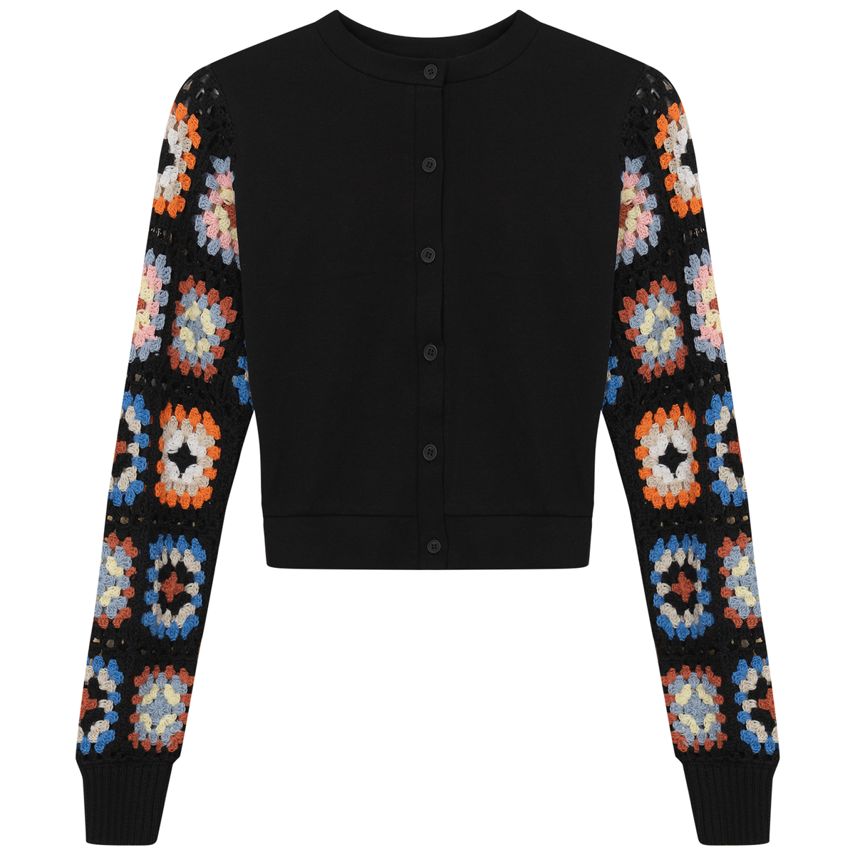 Knit Crochet Cardigan in Black by Unclear