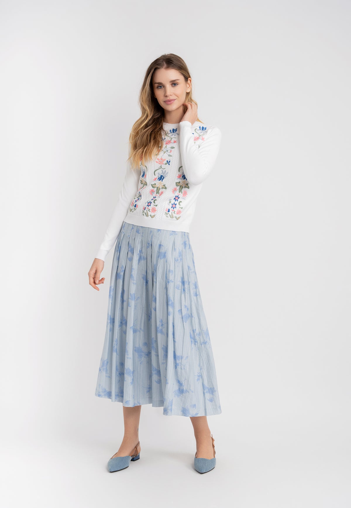 Floral Embroidered Sweater in by Noni
