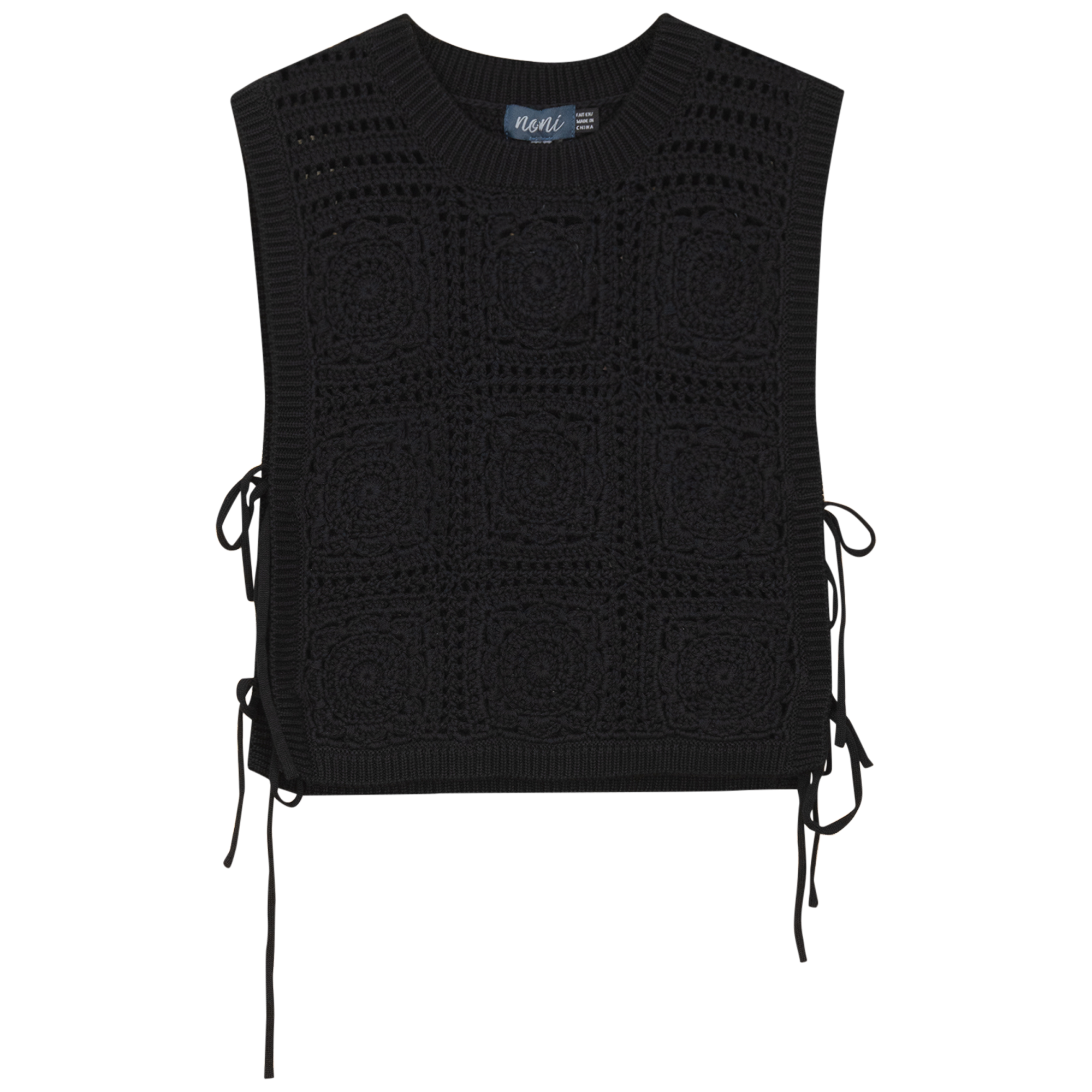 Crochet Knit Vest in Black by Noni