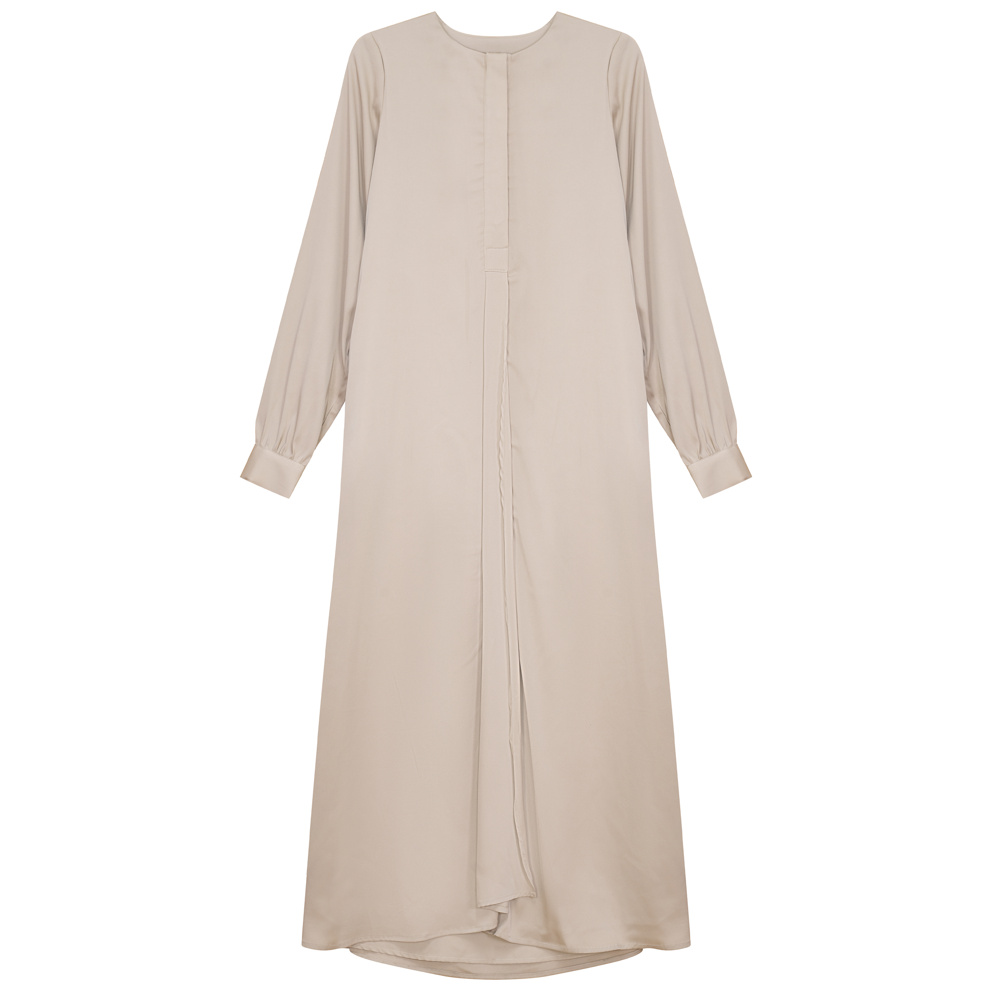 Midi Satin Shirt Dress in Beige by Noni