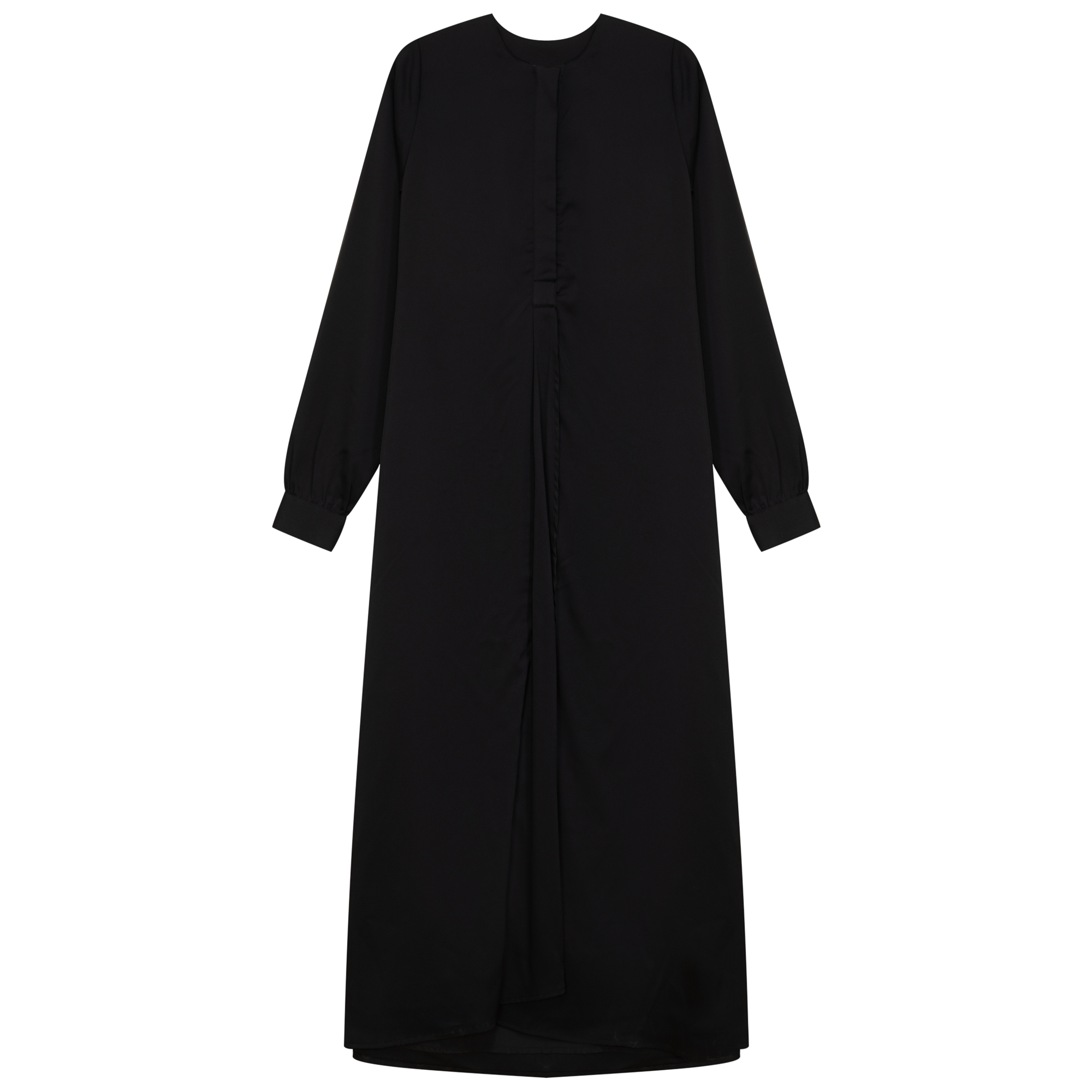 Midi Satin Shirt Dress in Black by Noni