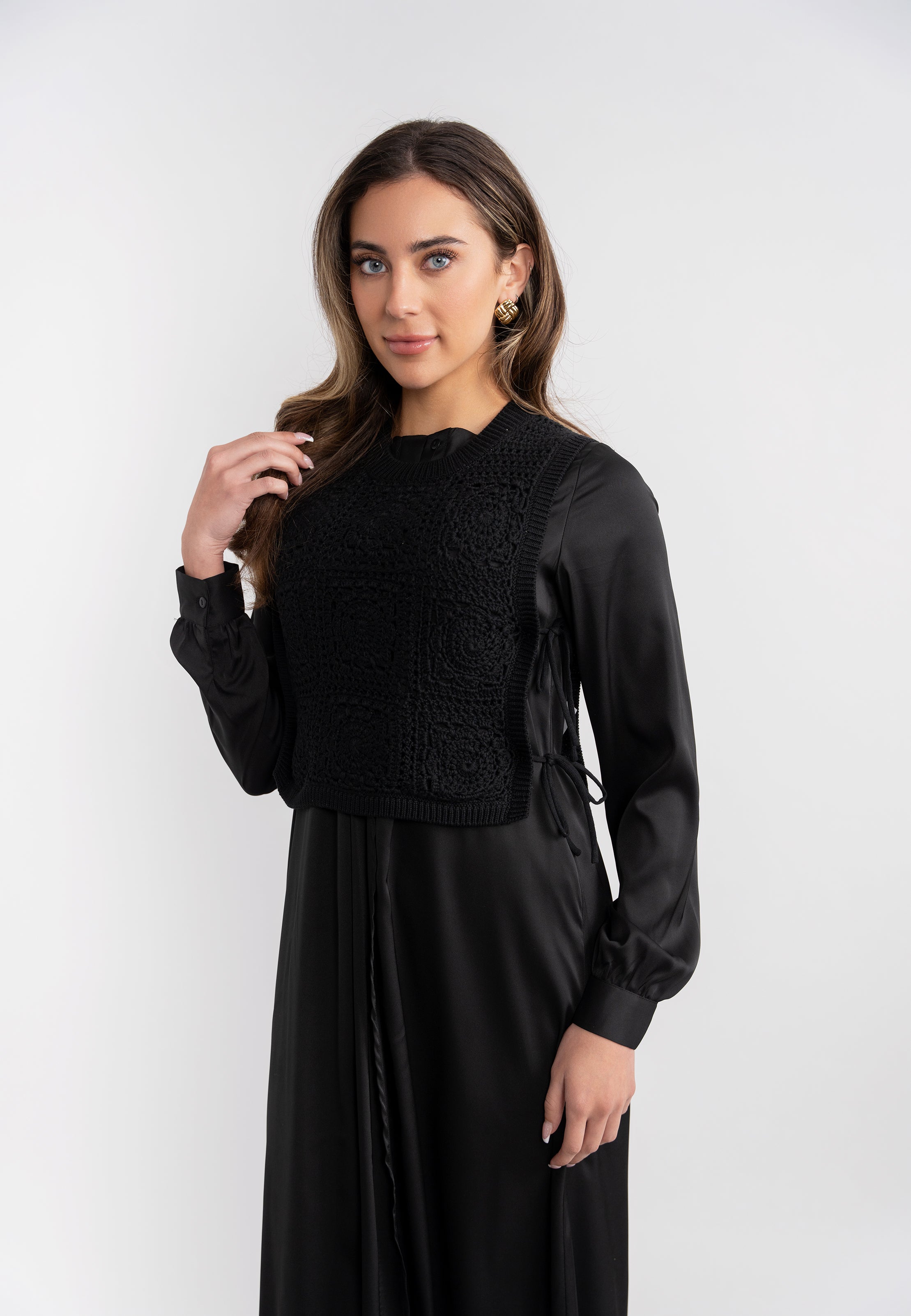 Midi Satin Shirt Dress in by Noni