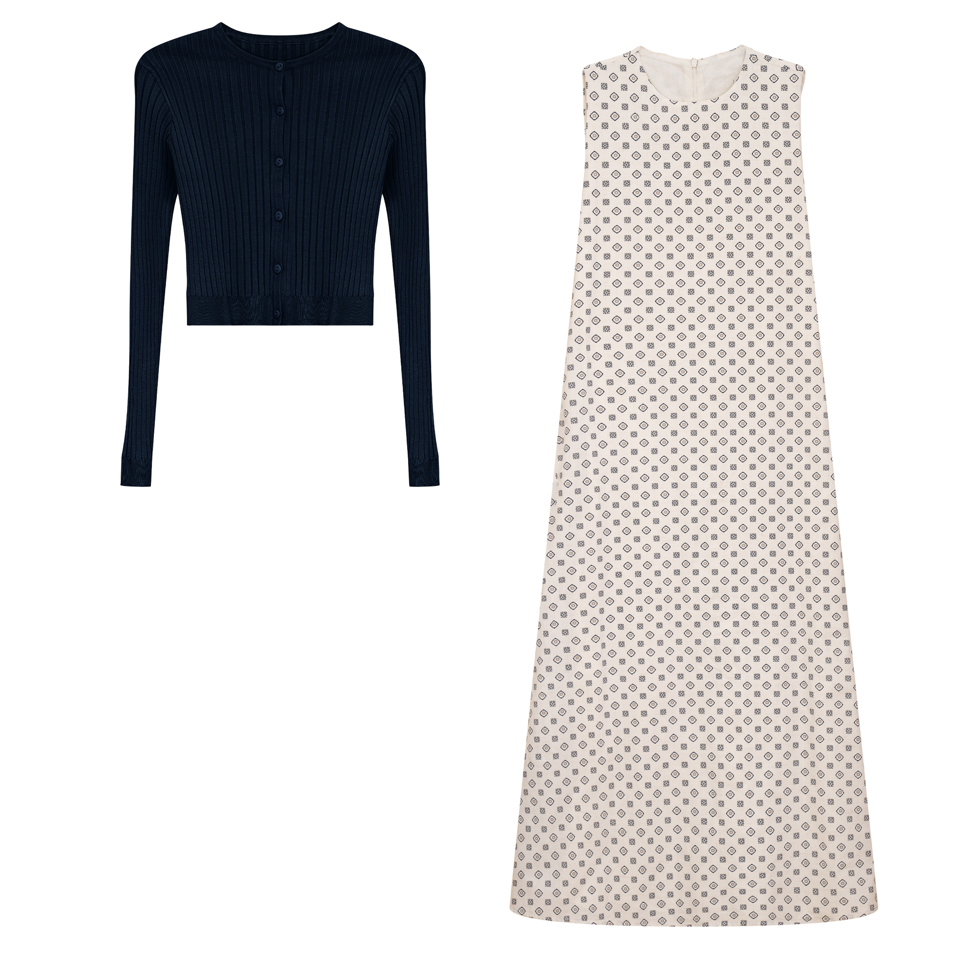 Jumper Cardigan Set in Navy by Noni