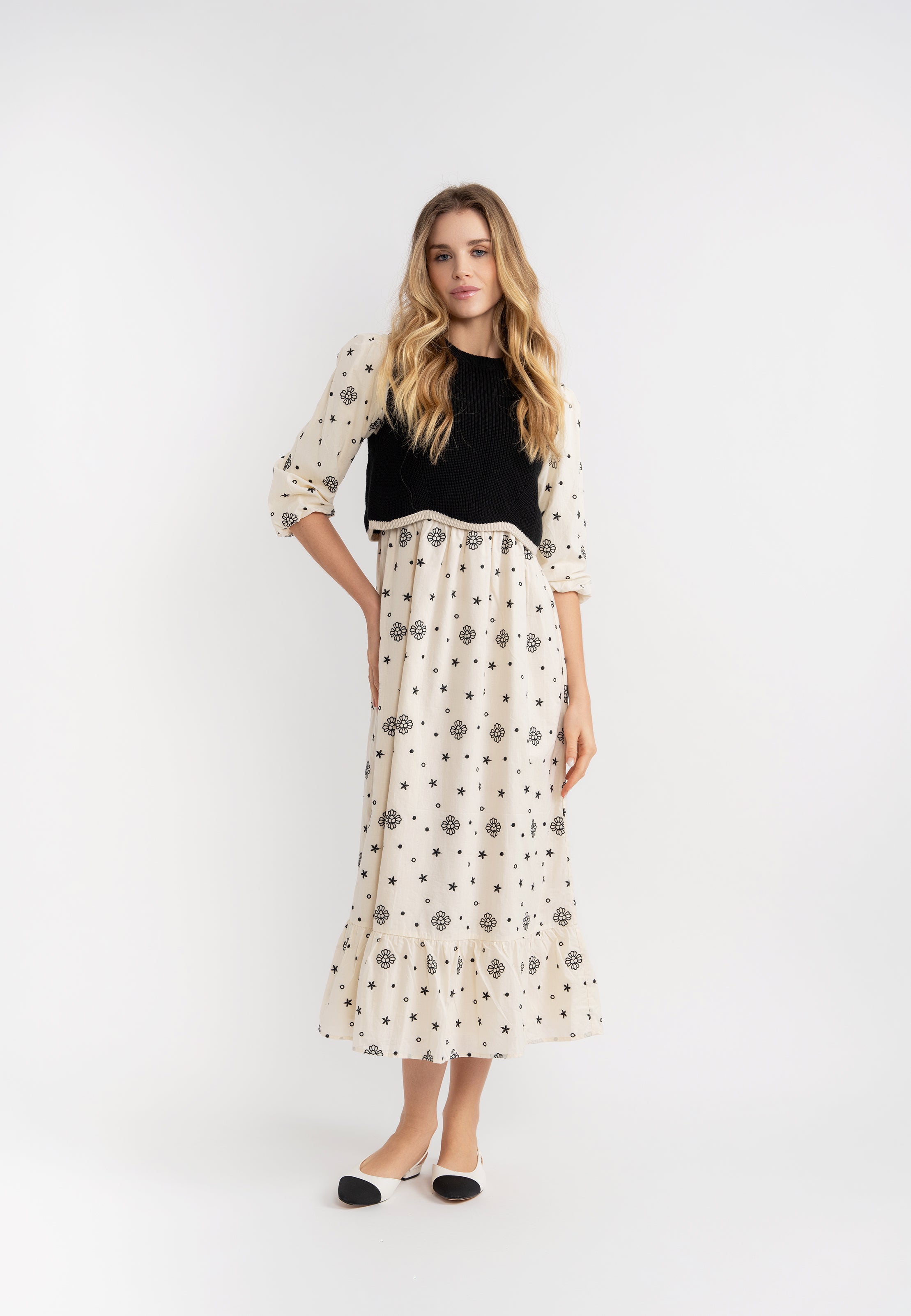 Embroidered Dress with Vest in by Noni