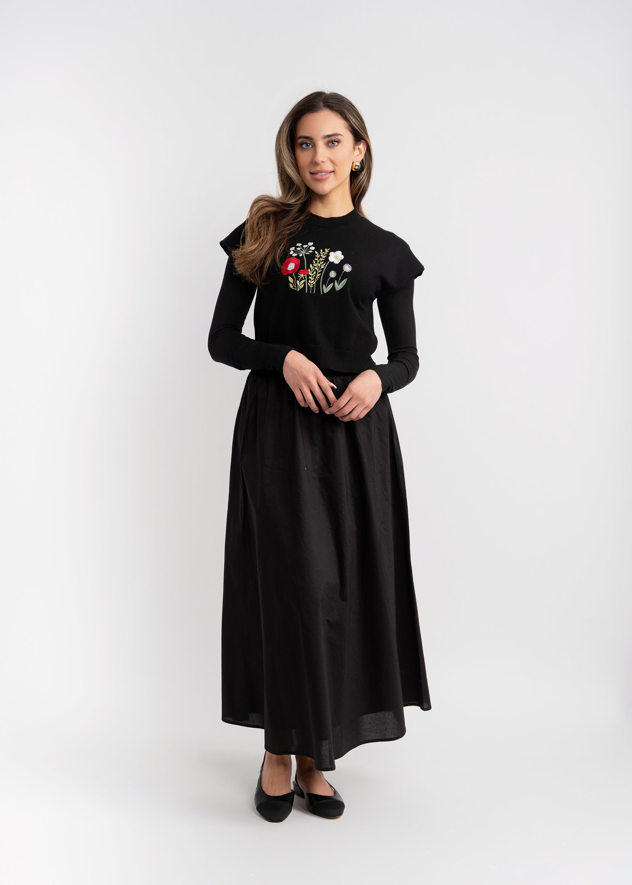 Floral Embroidered Crop Vest in by Noni