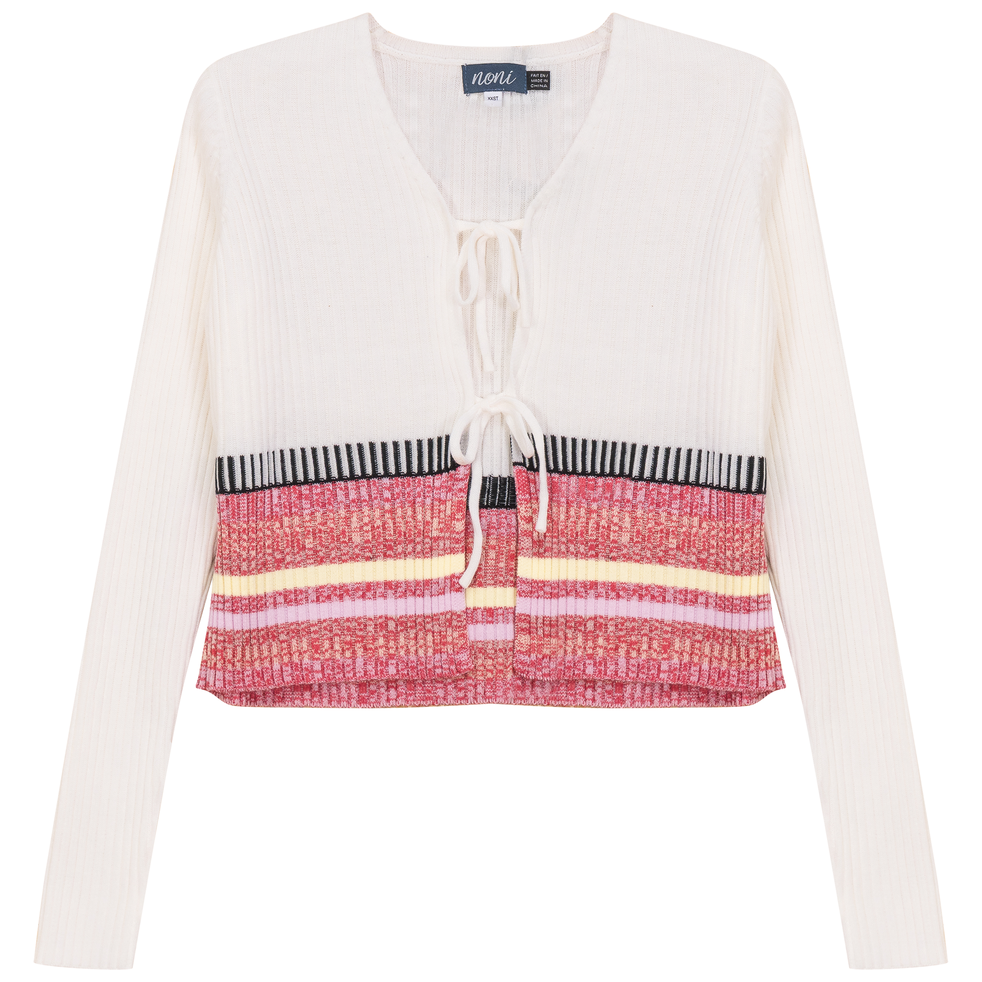 Multi Knit Cardigan in Off White Multi by Noni