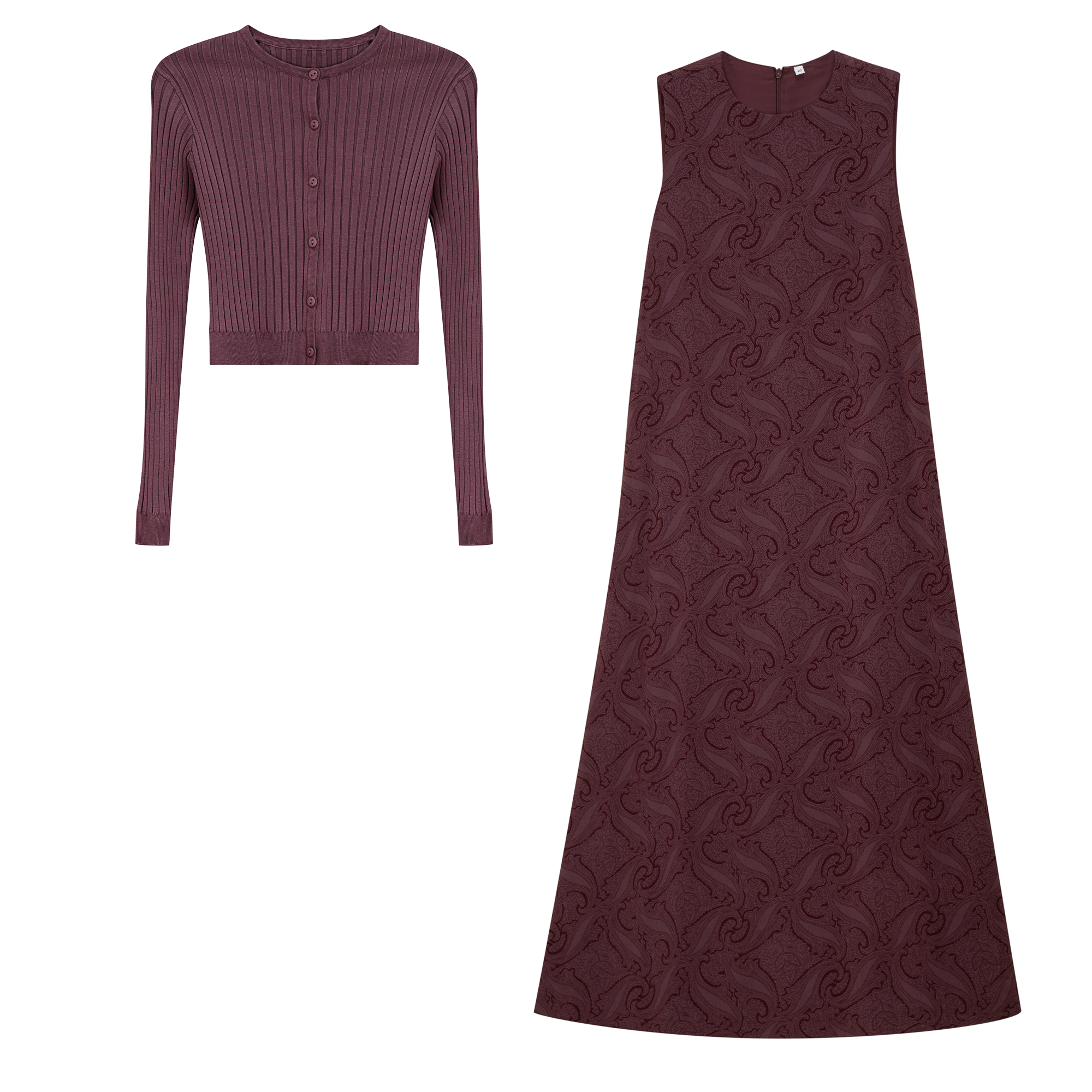 Paisley Print Jumper Set in Mauve by Noni