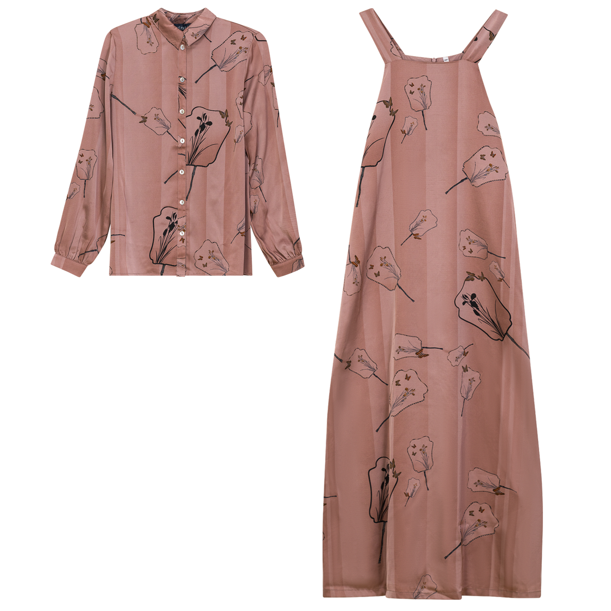 Satin Printed 2Pc Set in Pink by Noni