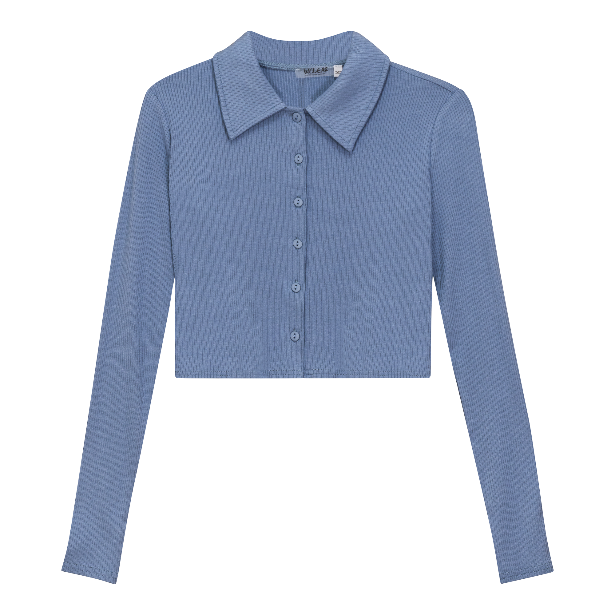 Ribbed Crop Top in Denim by Unclear