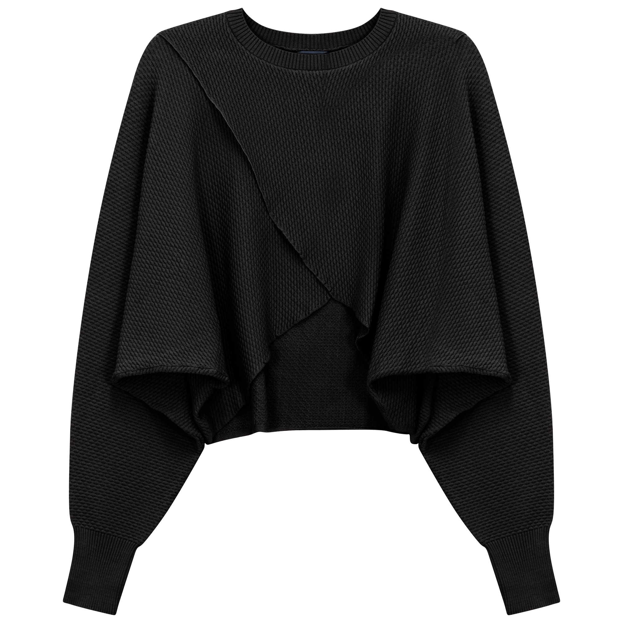 Cropped Wrap Sweater in Black by Noni