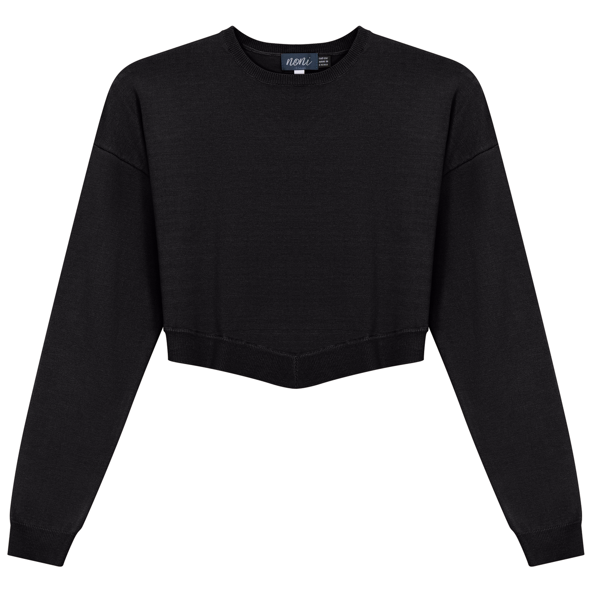 Knit Cropped Sweater in Black by Noni