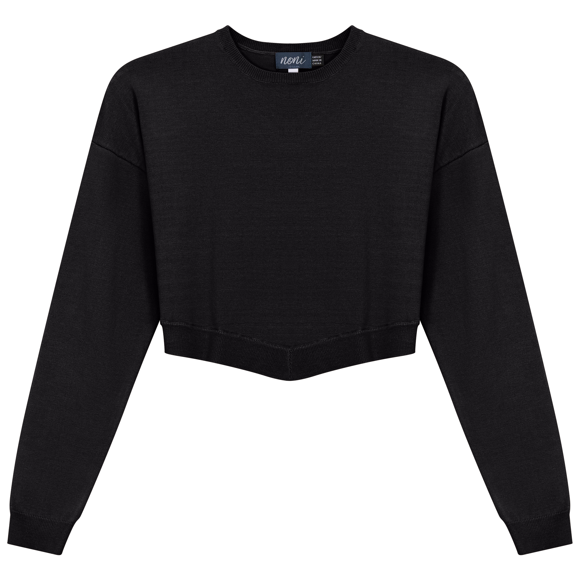 Knit Cropped Sweater in Black by Noni