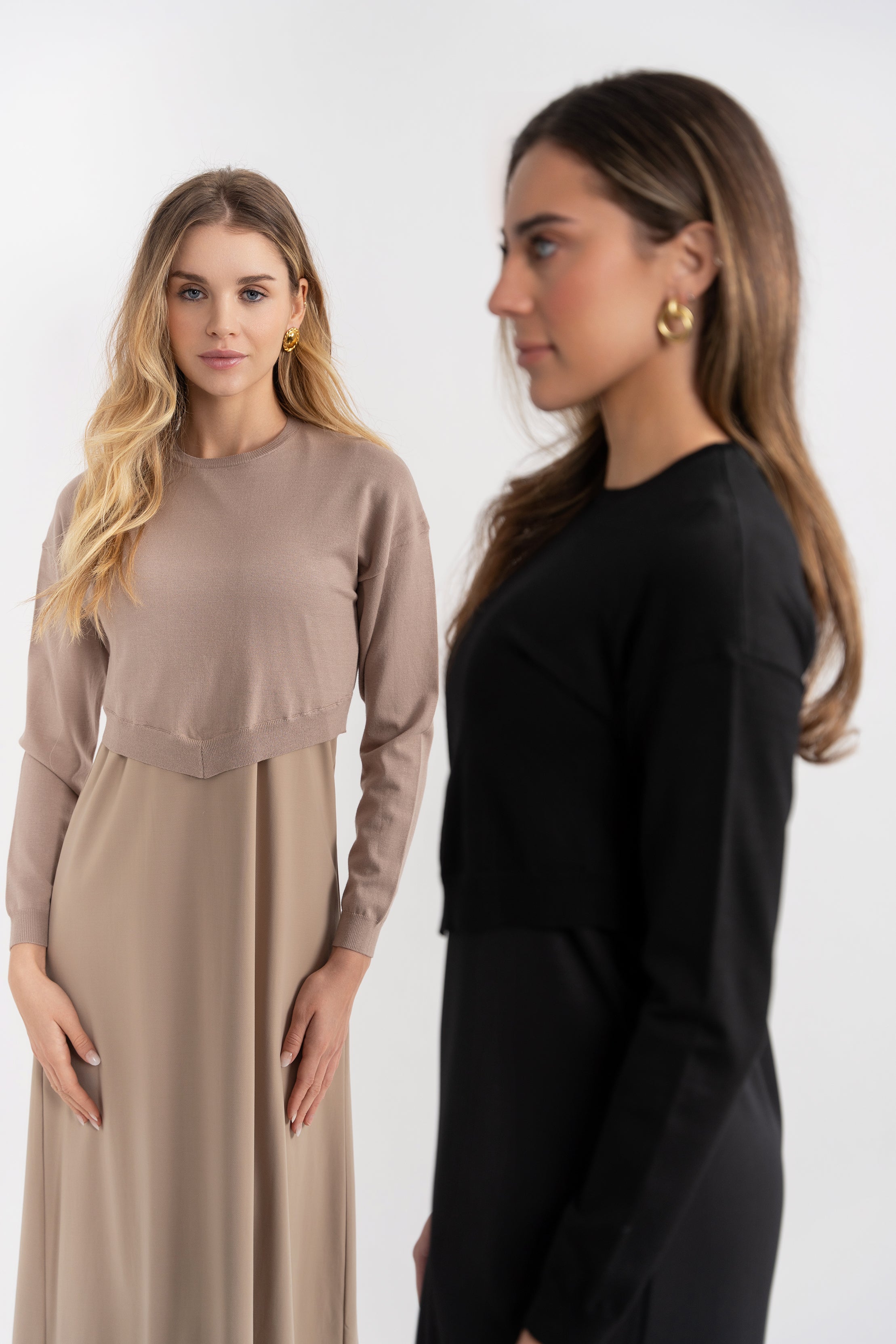 Knit Cropped Sweater in Black by Noni