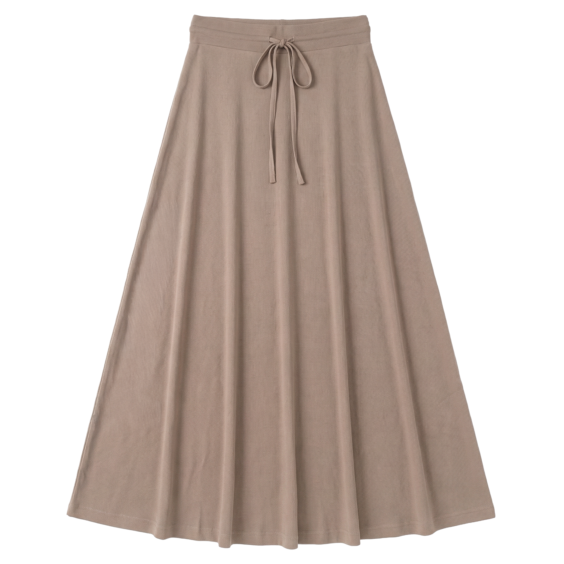 Ribbed Maxi Drawstring A Line Skirt in Sand by Positive
