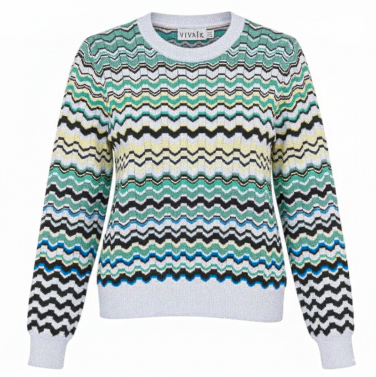Crochet Multi Color Chevron Sweater in Mint Multi by Viva K