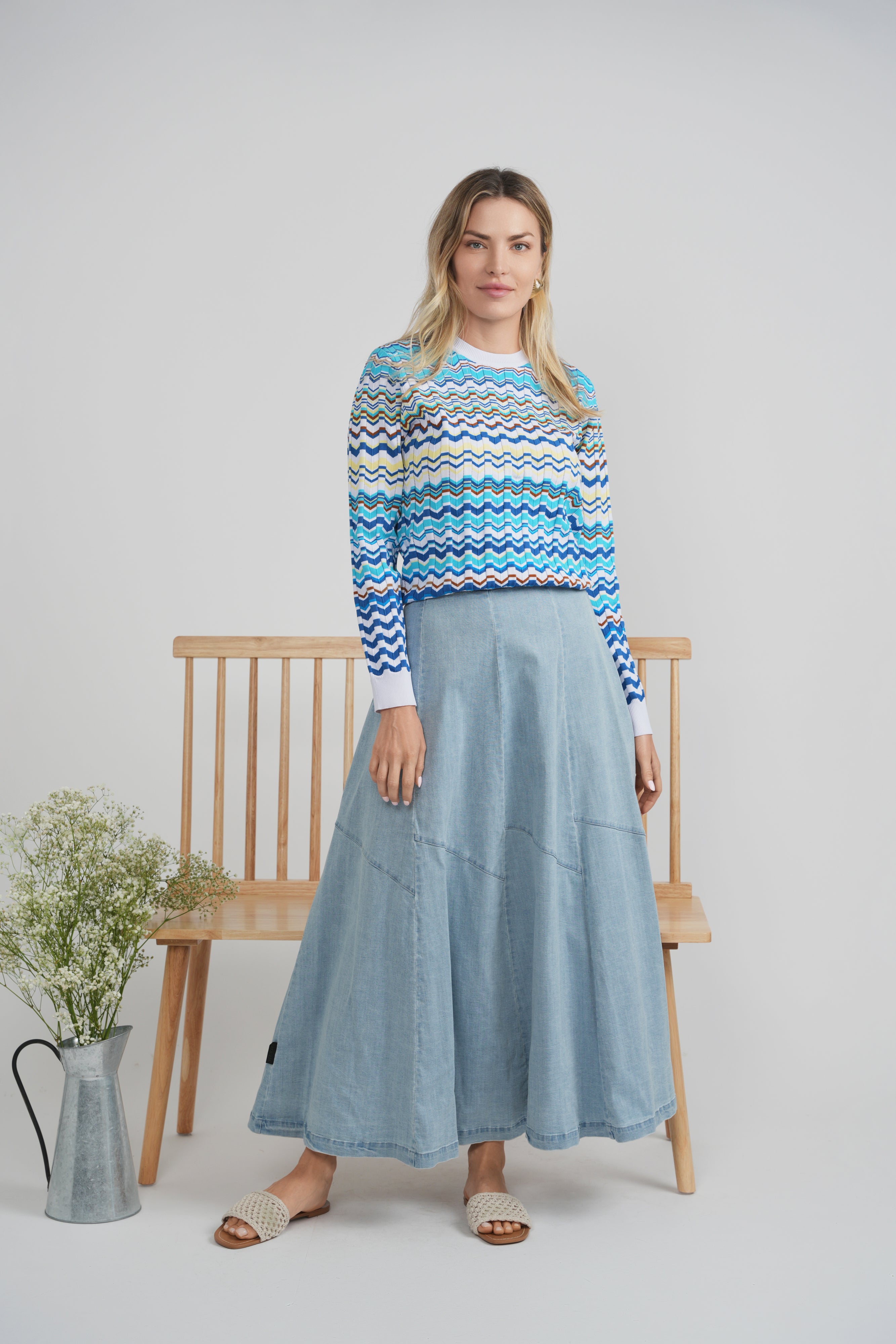 Crochet Multi Color Chevron Sweater in by Viva K