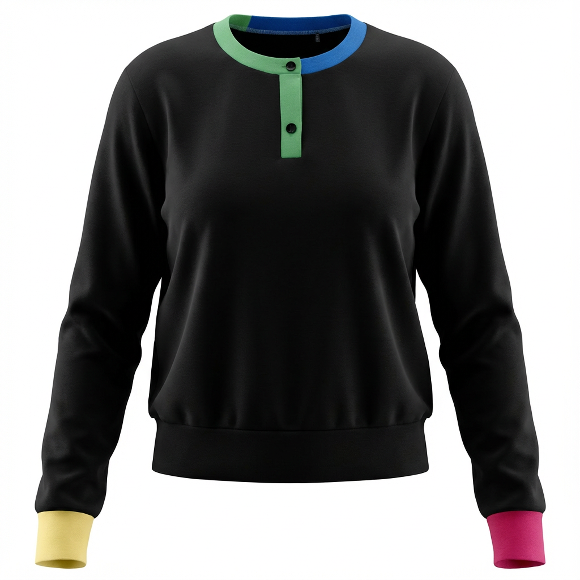 Color Blocked Henley Tee in Black by Diciannove