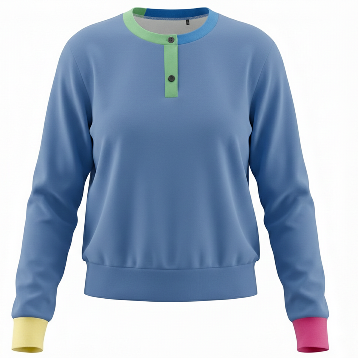 Color Blocked Henley Tee in Light Chambray by Diciannove