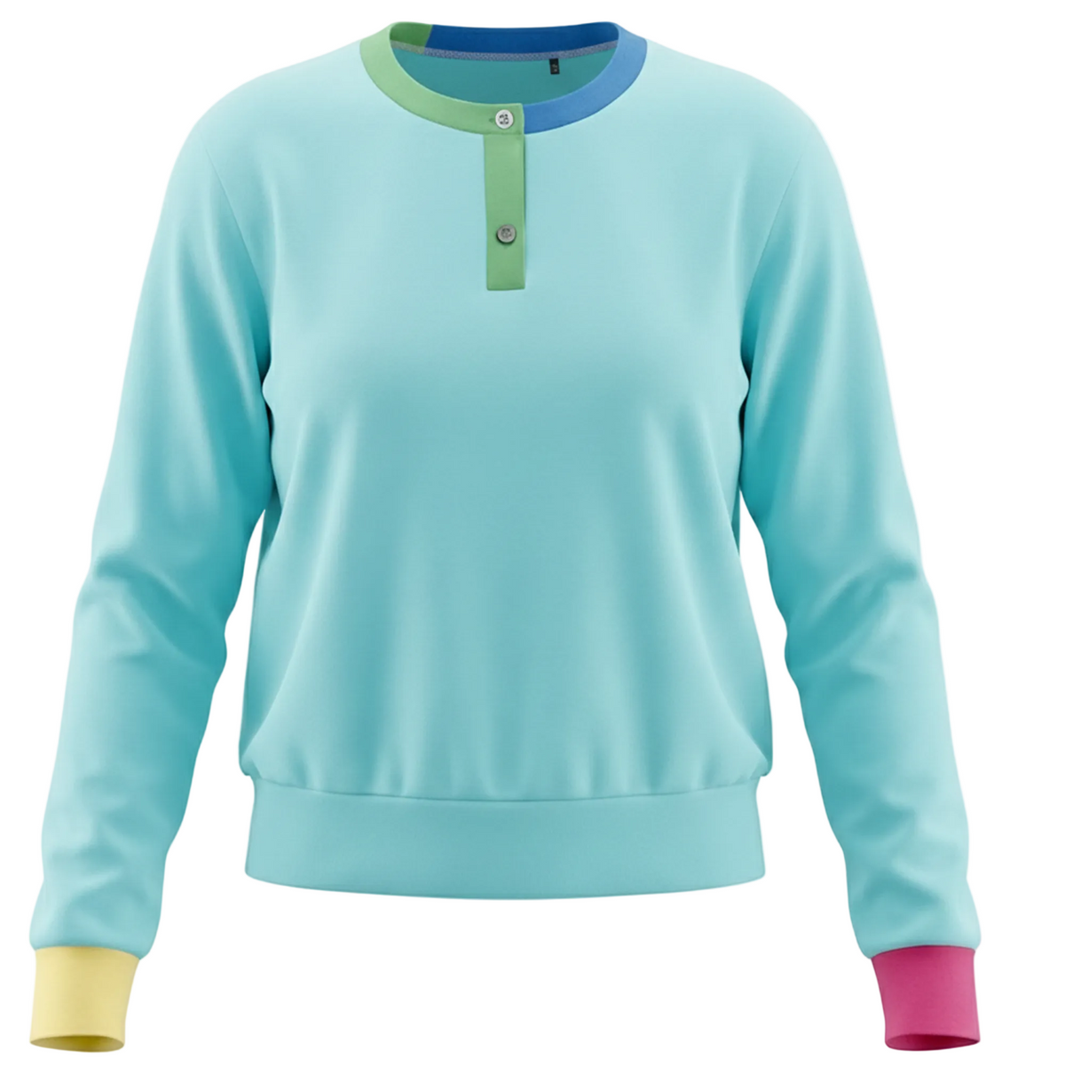 Color Blocked Henley Tee in Pool Blue by Diciannove