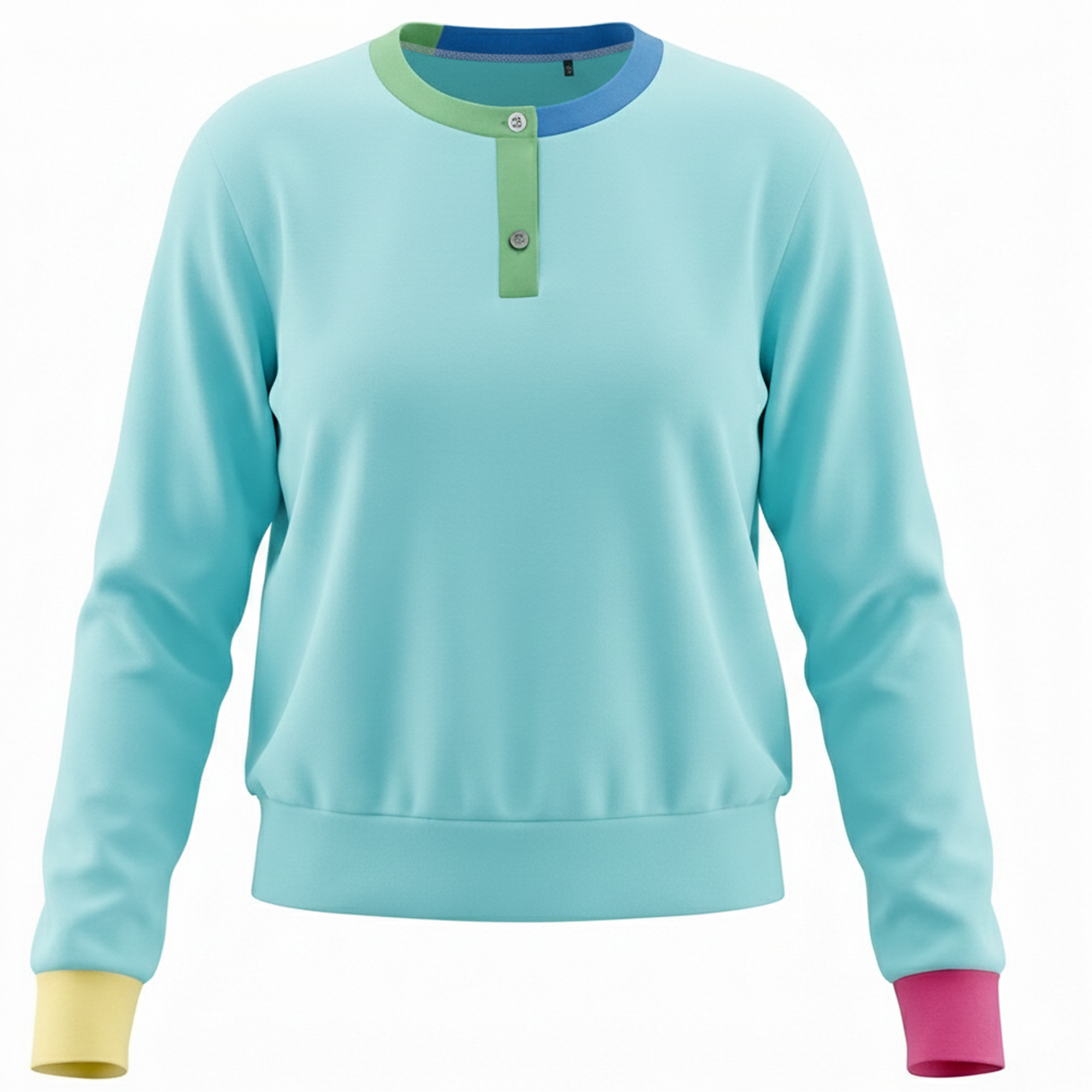 Color Blocked Henley Tee in Pool Blue by Diciannove