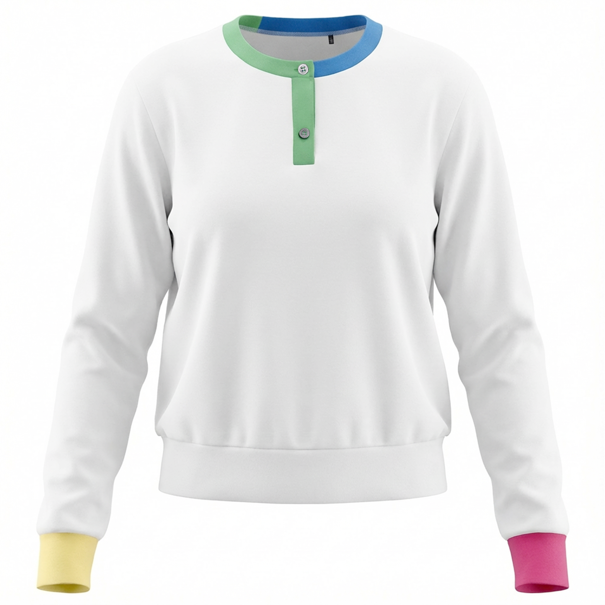 Color Blocked Henley Tee in White by Diciannove
