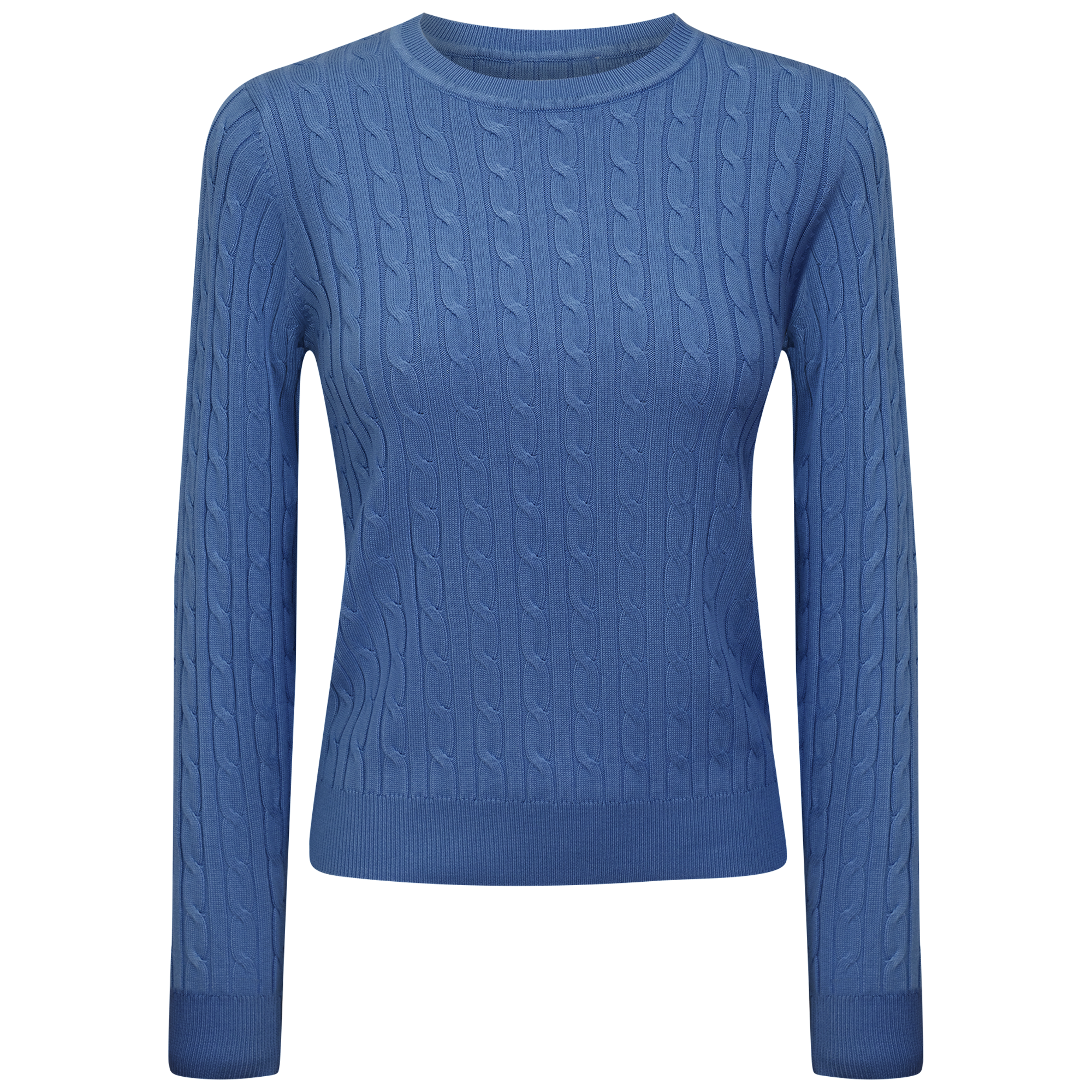 Cable Knit Sweater in Medium Denim by Index