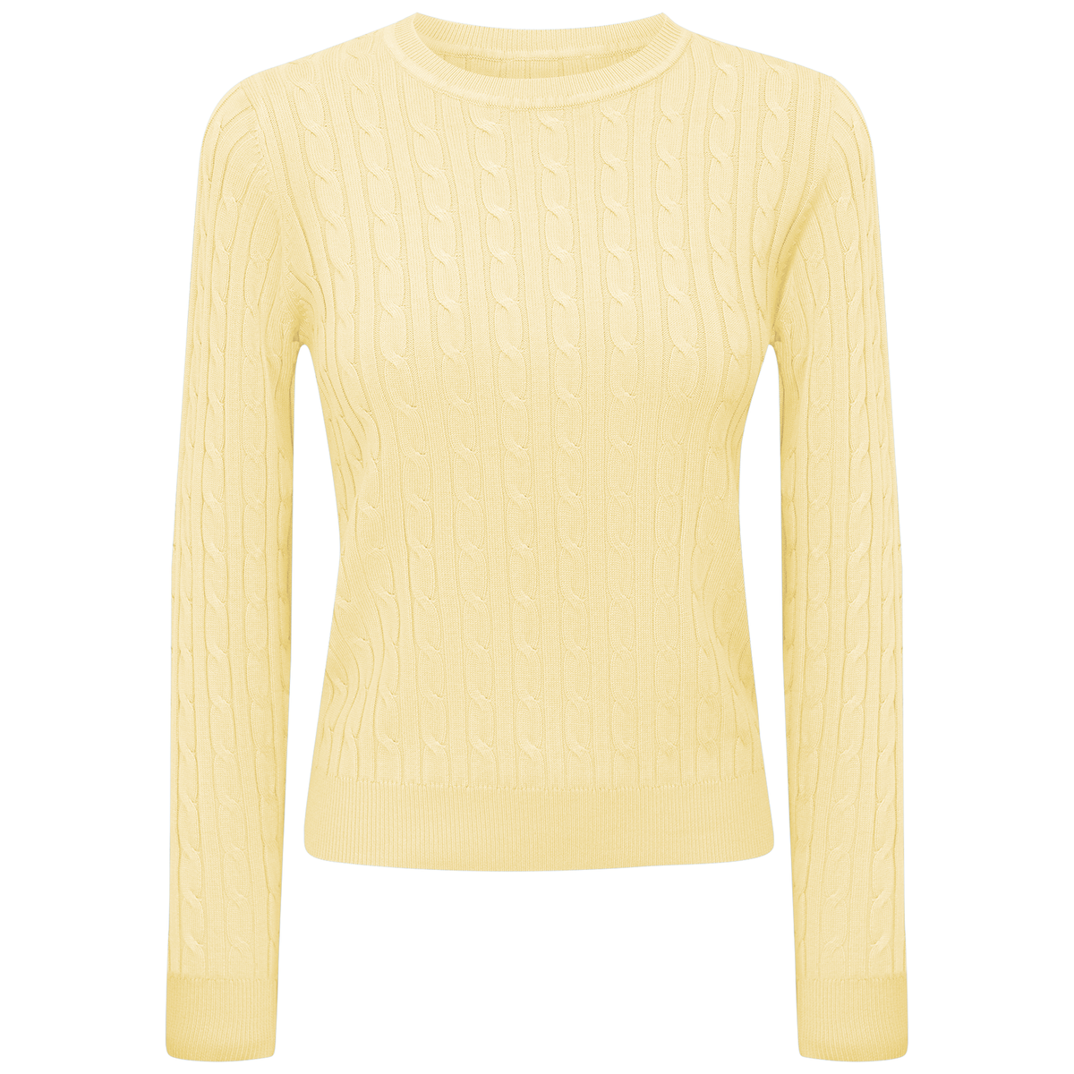 Cable Knit Sweater in Pale Yellow by Index