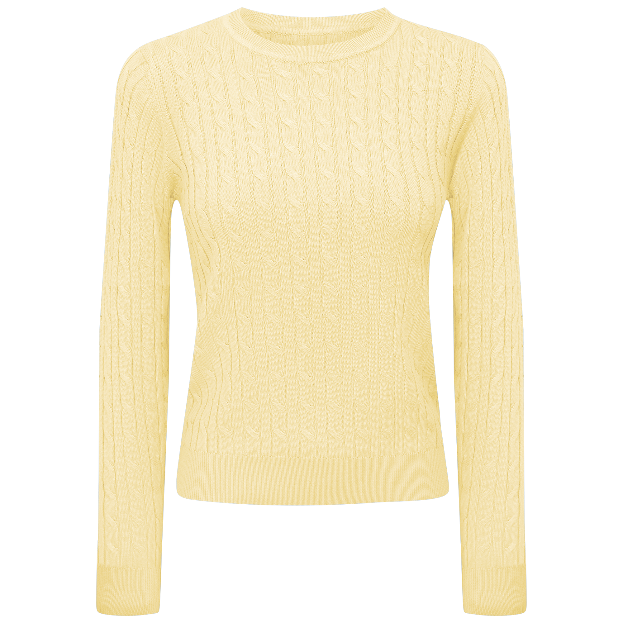 Cable Knit Sweater in Pale Yellow by Index