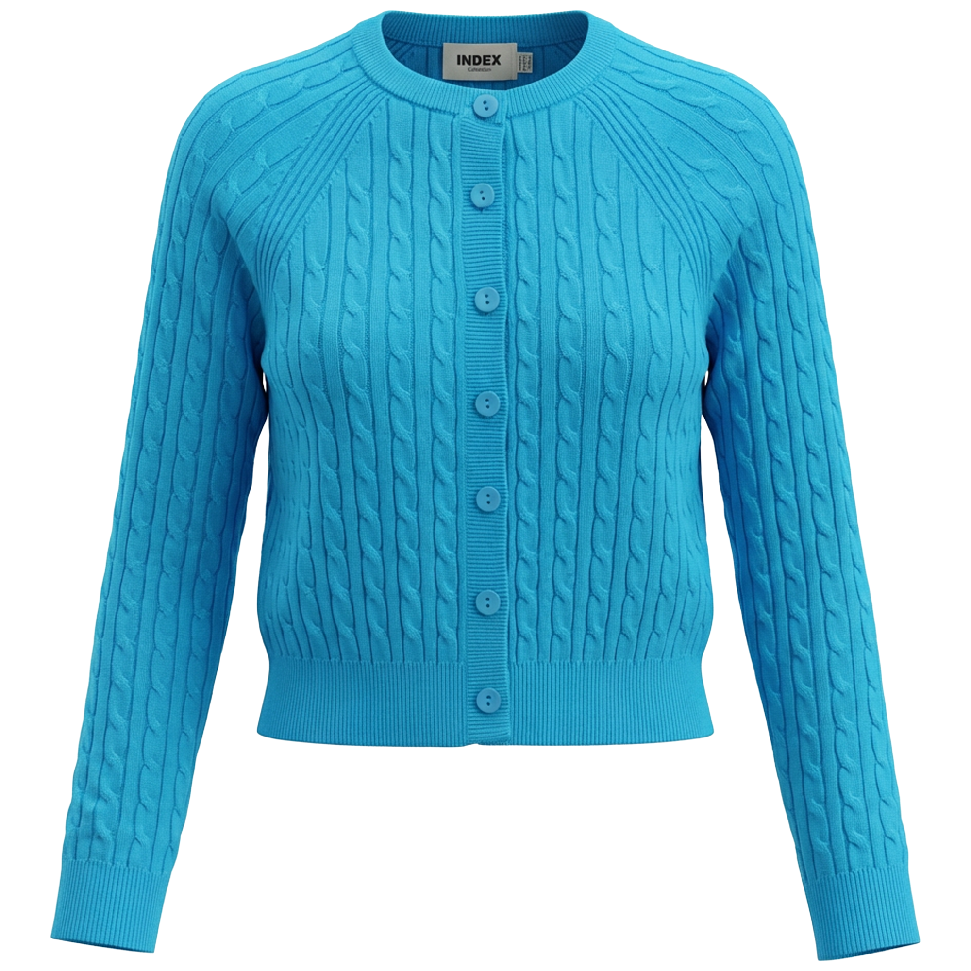 Cropped Cable Knit Cardigan in Light Vivid by Index