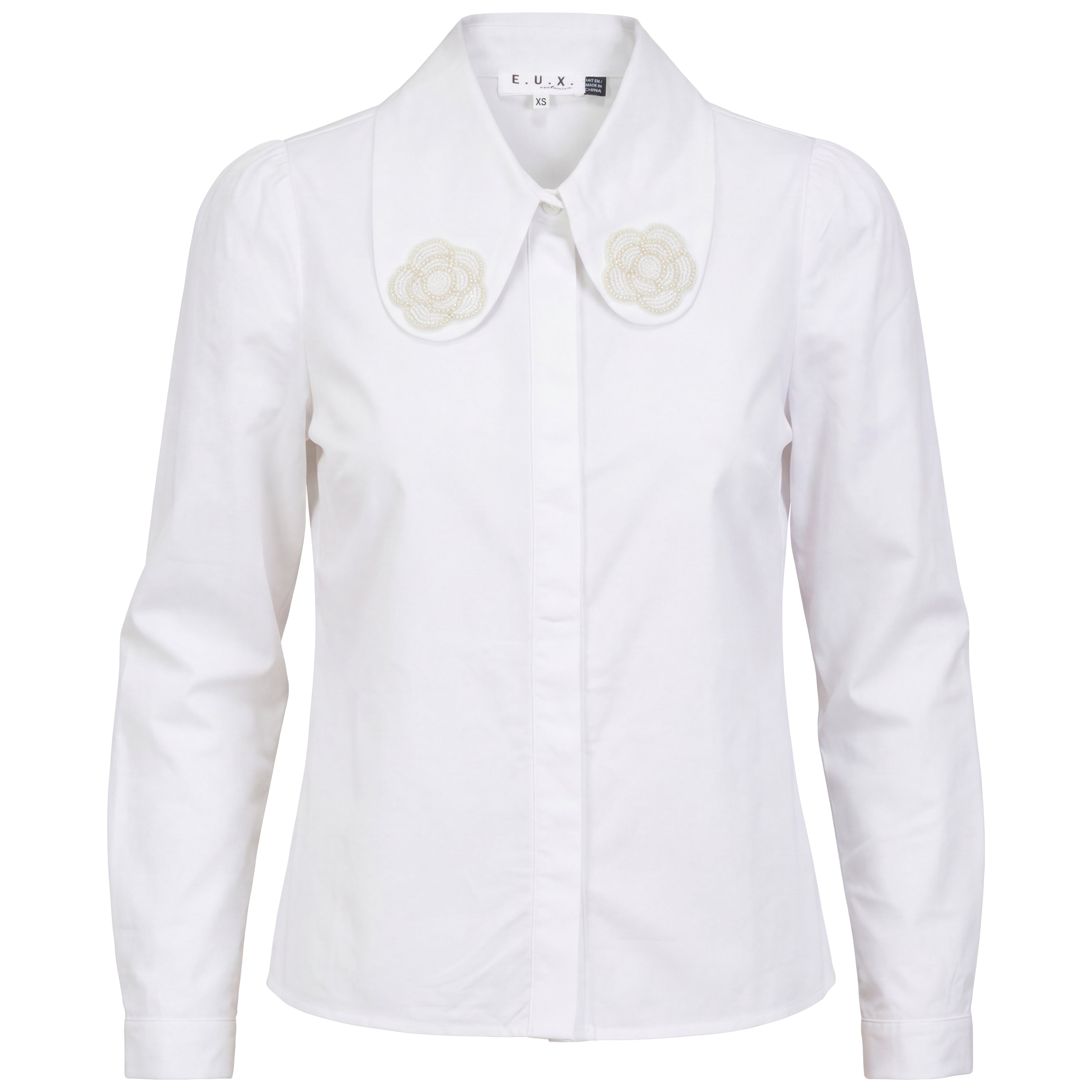 Applique Blouse in White by E.U.X. Exclusive