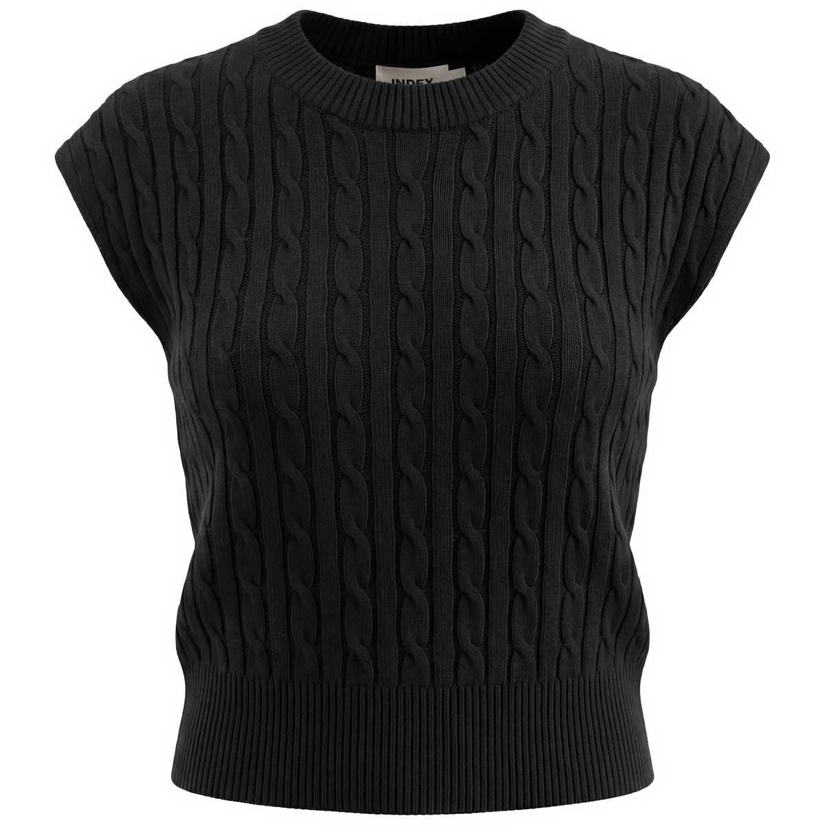 Cable Knit Vest in Black by Index