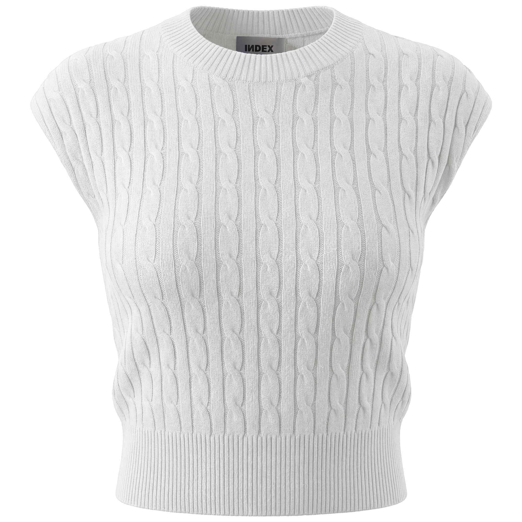 Cable Knit Vest in Off White by Index