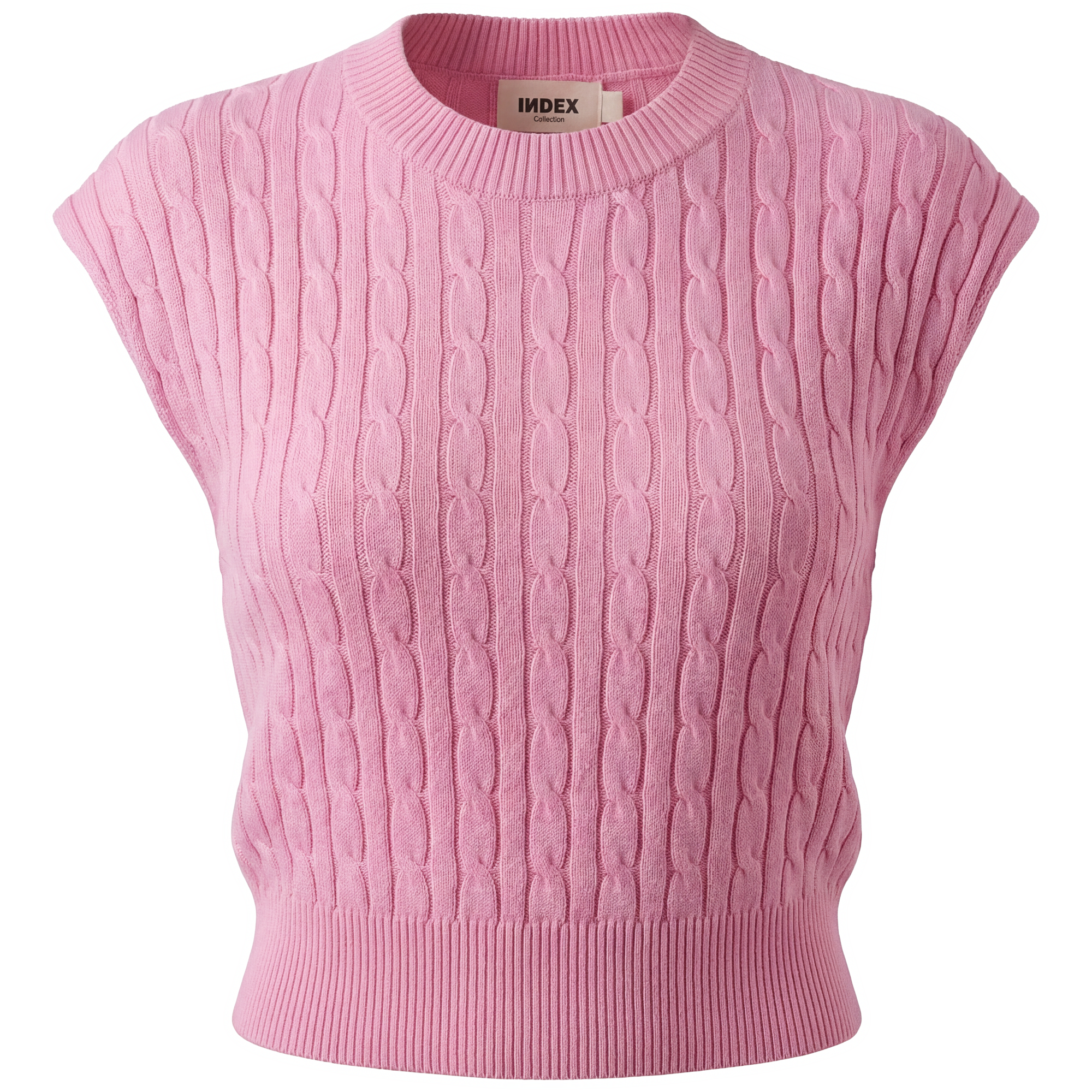 Cable Knit Vest in Pink by Index