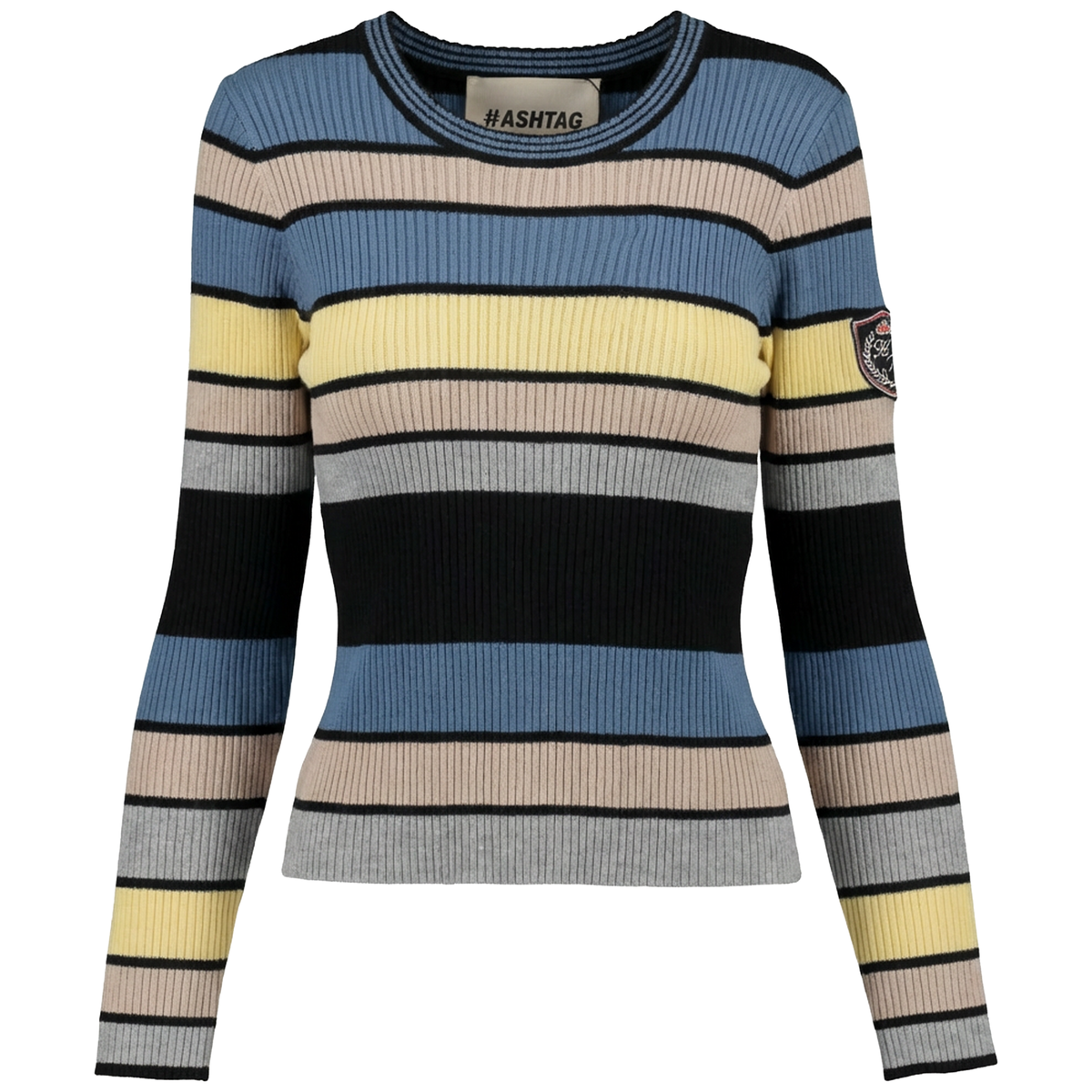 Striped Milange Sweater in Black Multi by Hashtag