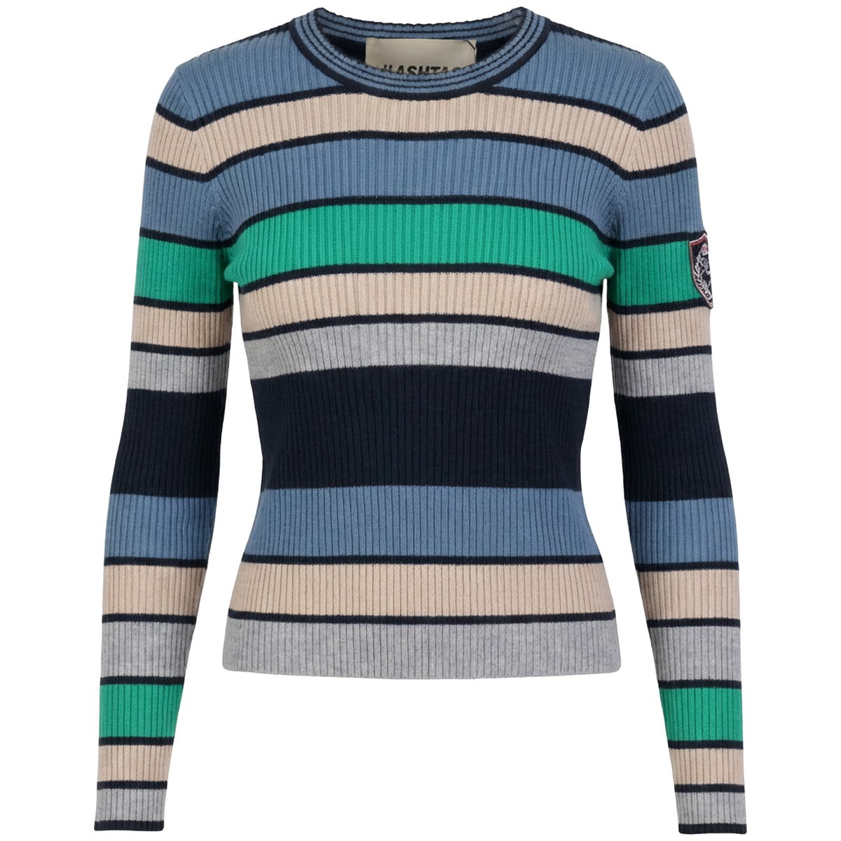 Striped Milange Sweater in Navy Multi by Hashtag