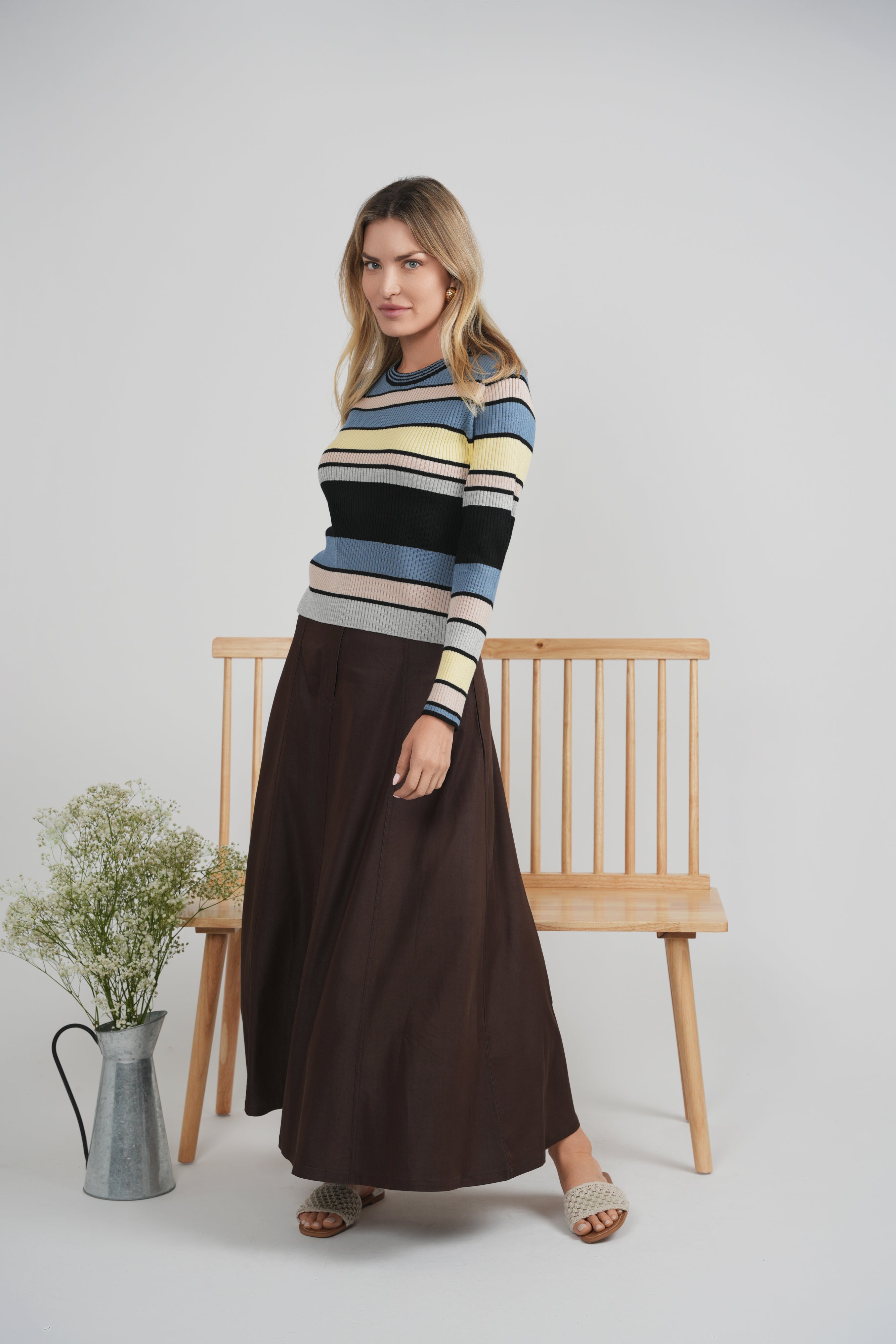 Striped Milange Sweater in by Hashtag