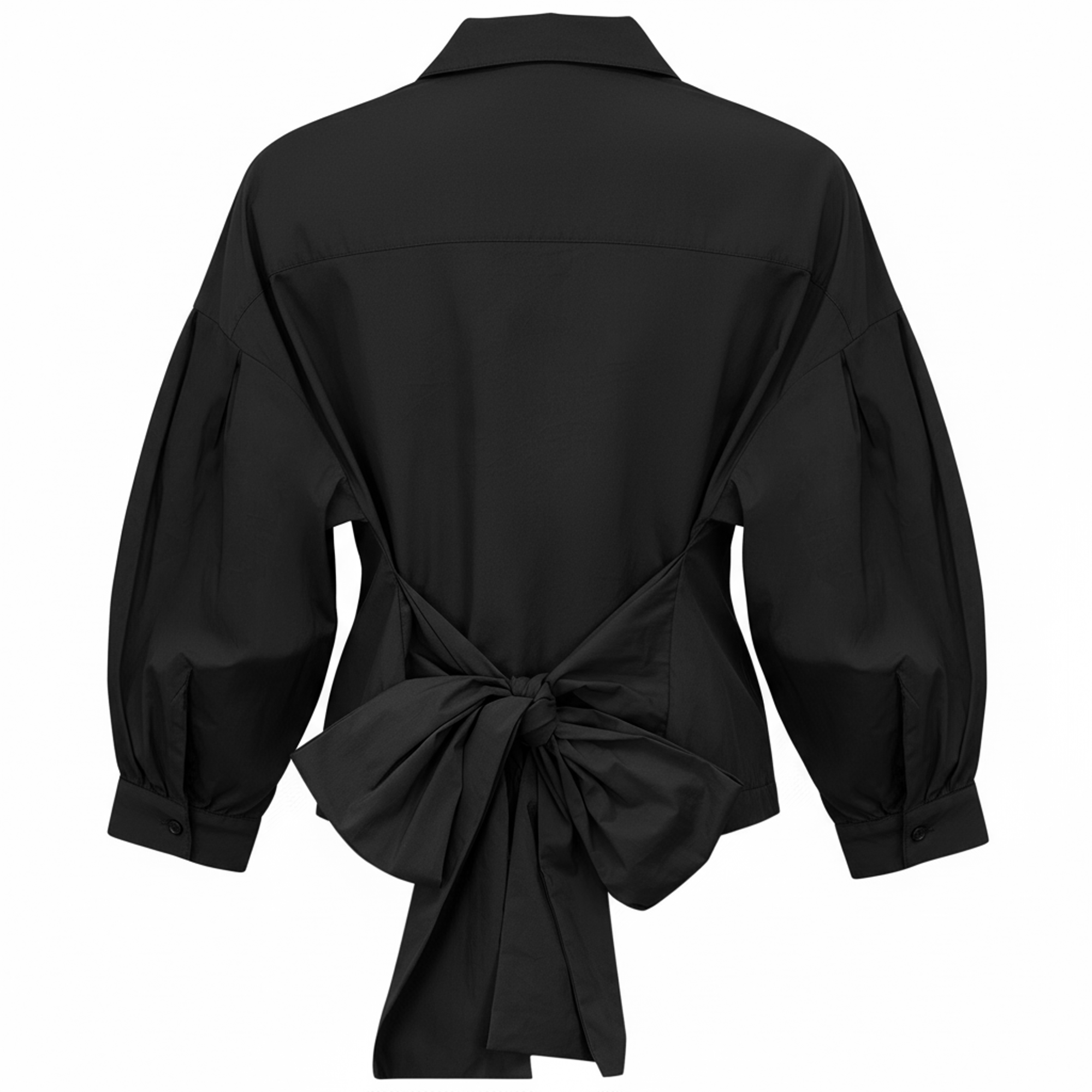 Cotton Satin Wrap Blouse in Black by Birch