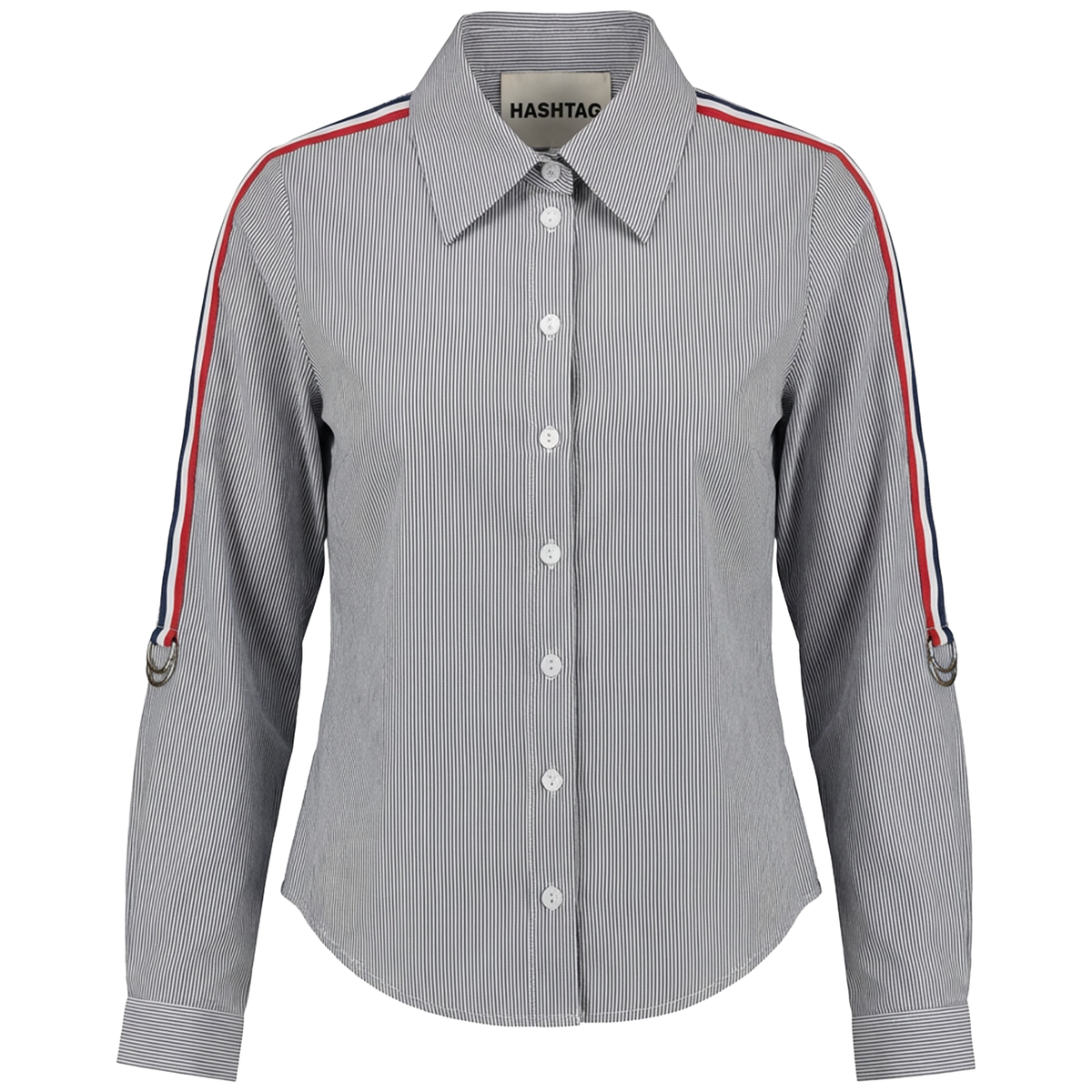 Striped Blouse With Sleeve Pulls in Black Stripe by Hashtag