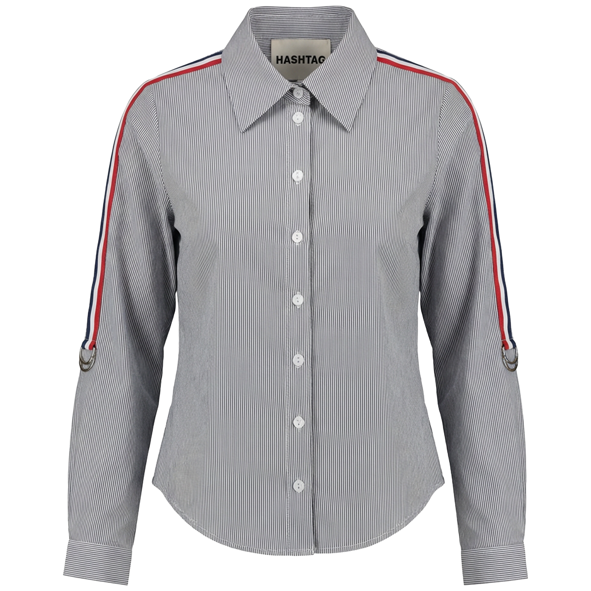 Striped Blouse With Sleeve Pulls in by Hashtag