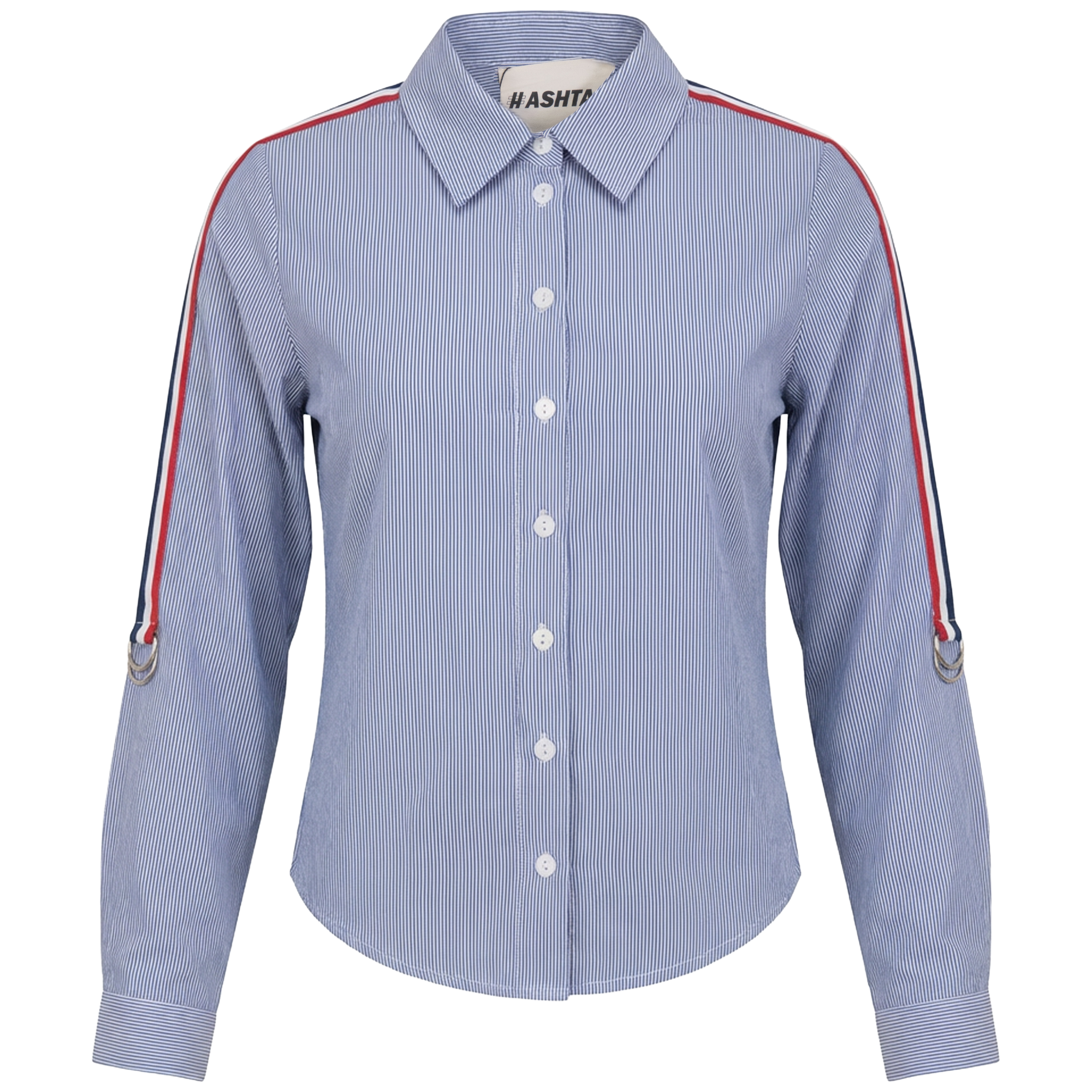 Striped Blouse With Sleeve Pulls in Denim Stripe by Hashtag